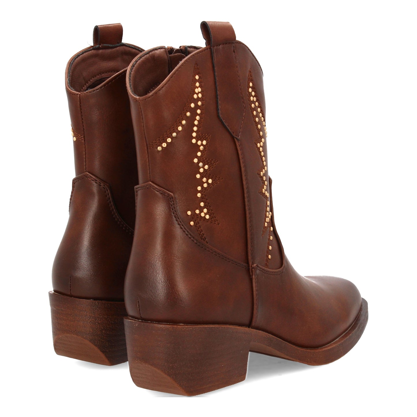 Botín de Ante Faux con Tacón Cuadrado - Marrón