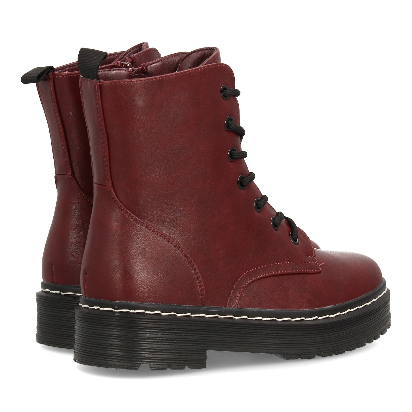 Botín Básico con Cremallera y Tacón - Burdeos