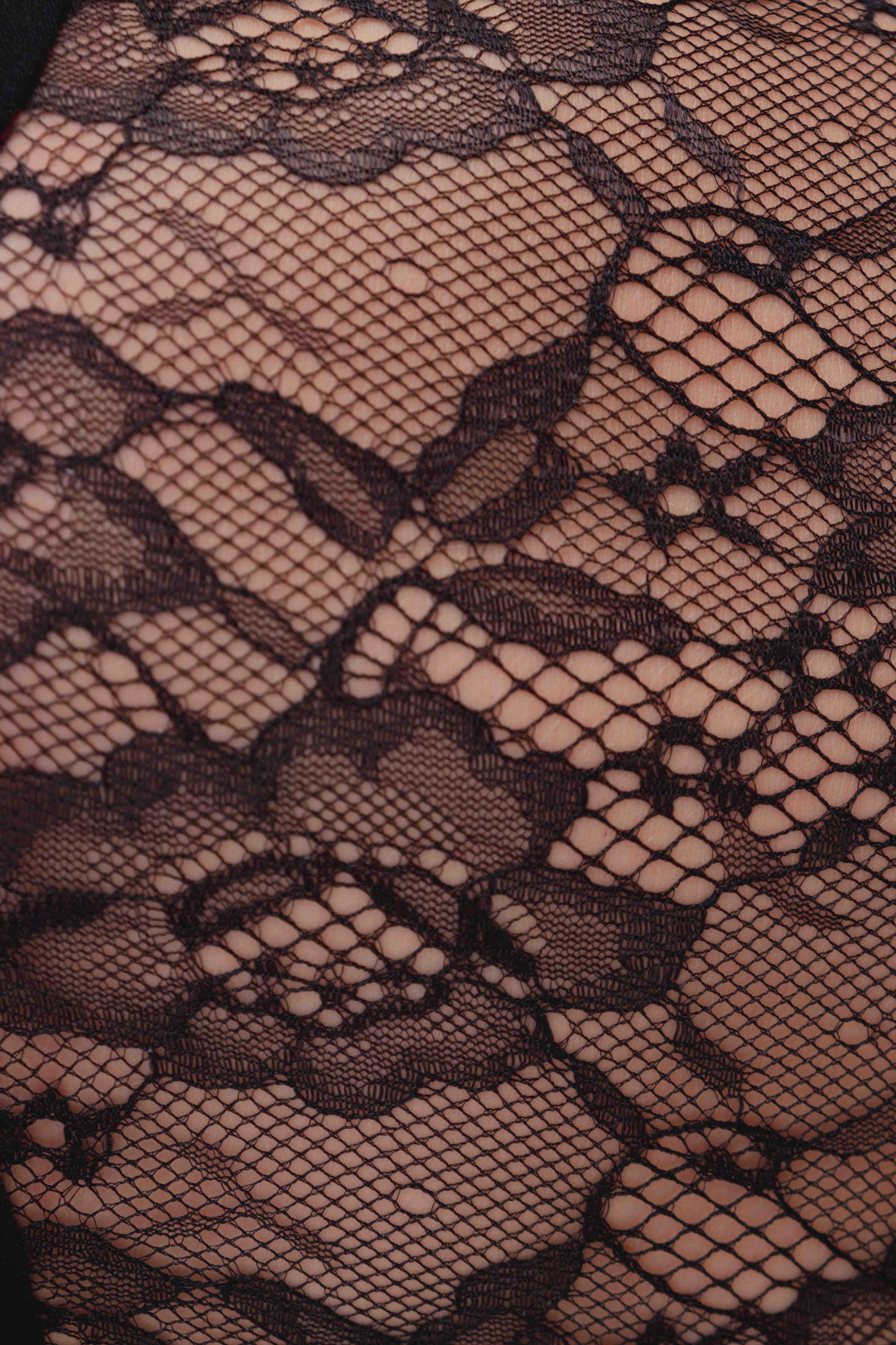 Body de encaje floral negro transparente para noche