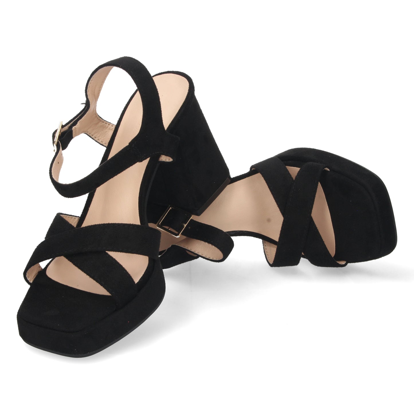 Zapatos de tacón bajo de mujer, zapatos de mujer, zapatos de tacón negros, sandalias de tacón, descubre los cupones de Let's Secrets1A-1743-Negro