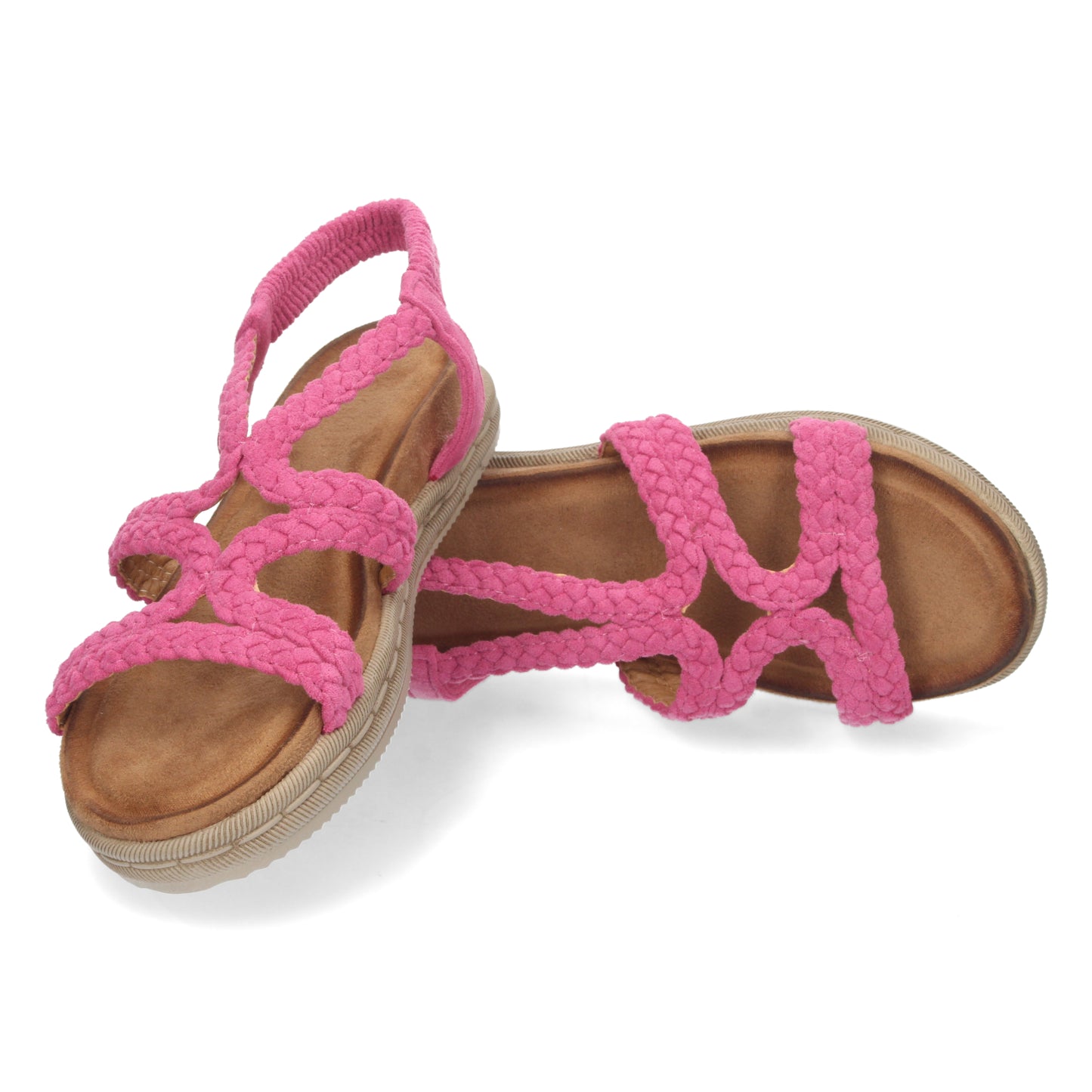 Sandalias planas cómodas, sandalias rosa, sandalias planas de color rosa, temporada verano 2023 de Let's Secrets 1AF-1207-Fucsia