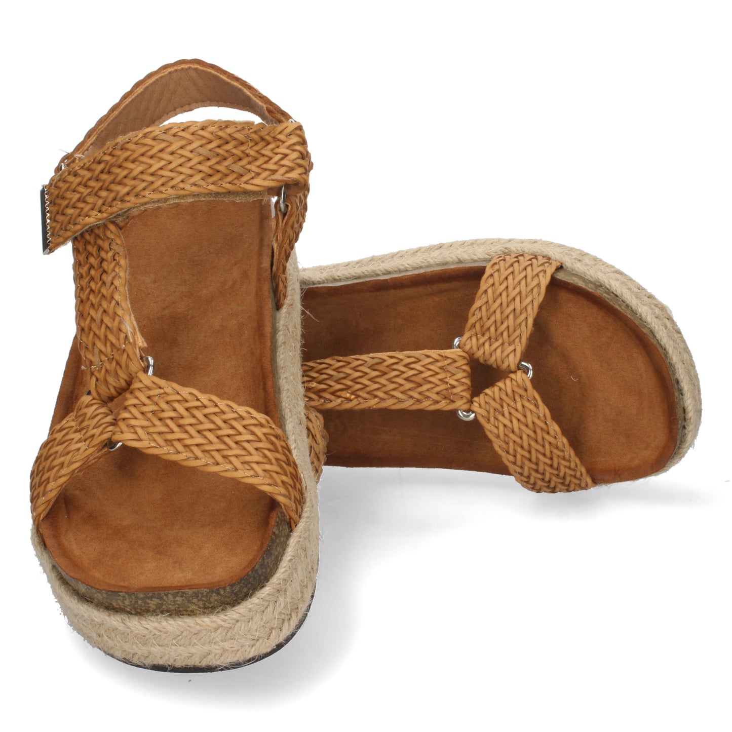 Sandalia Plana para Mujer Forrada de Yute Cómoda Planta Bio y Cierre de Velcro Primavera Verano