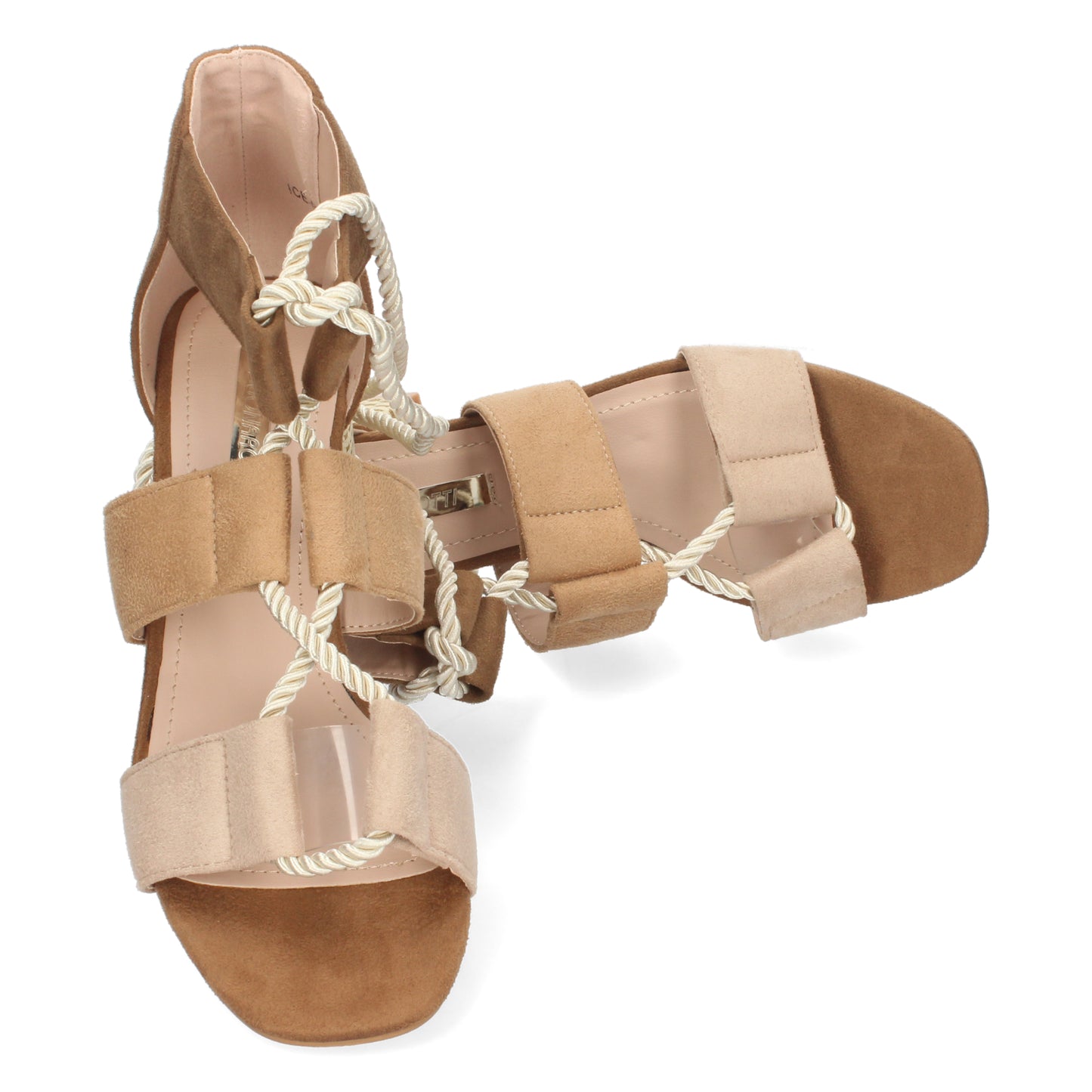 Sandalias con tacón de esparto, sandalias con tacón bajo, zapatos de tacón bajo, 1CE-0240-1CE-0240-Apricot