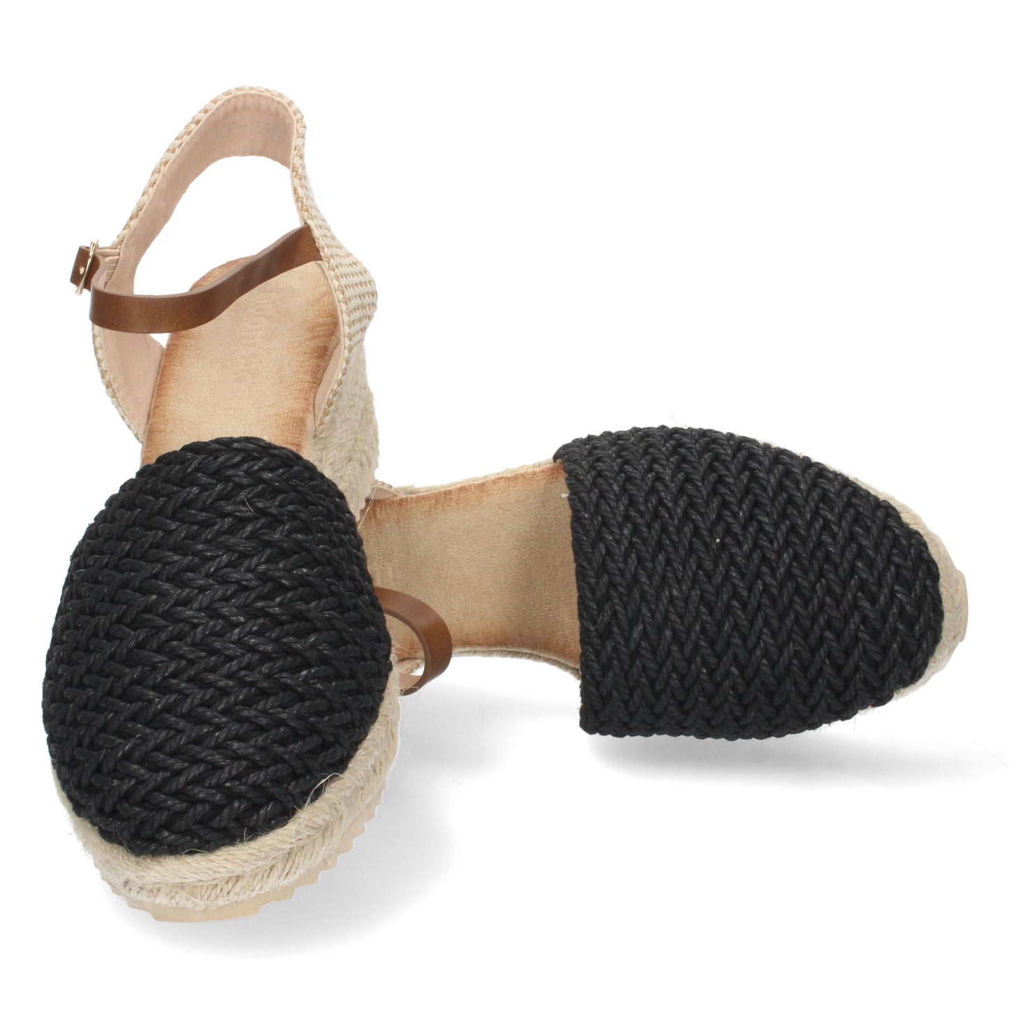 Sandalias de cuña de esparto negras para mujer, sandalias de cuña para mujeres, zapatos de temporada 2023 de Let's Secrets1CF-1578-Negro