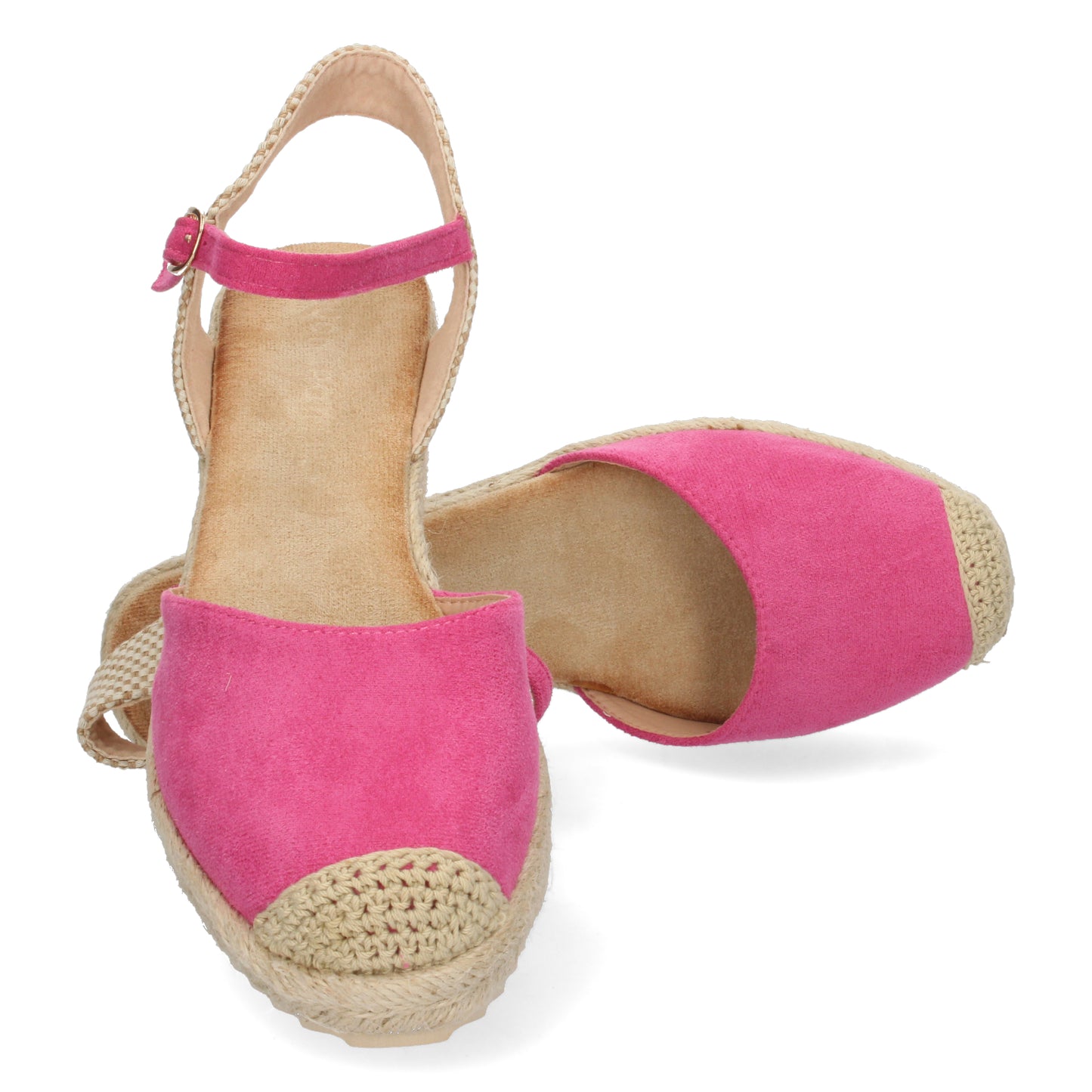 Sandalia de Cuña para Mujer Forrado de Yute Pala Cerrada y Cierre de Hebilla Primavera Verano