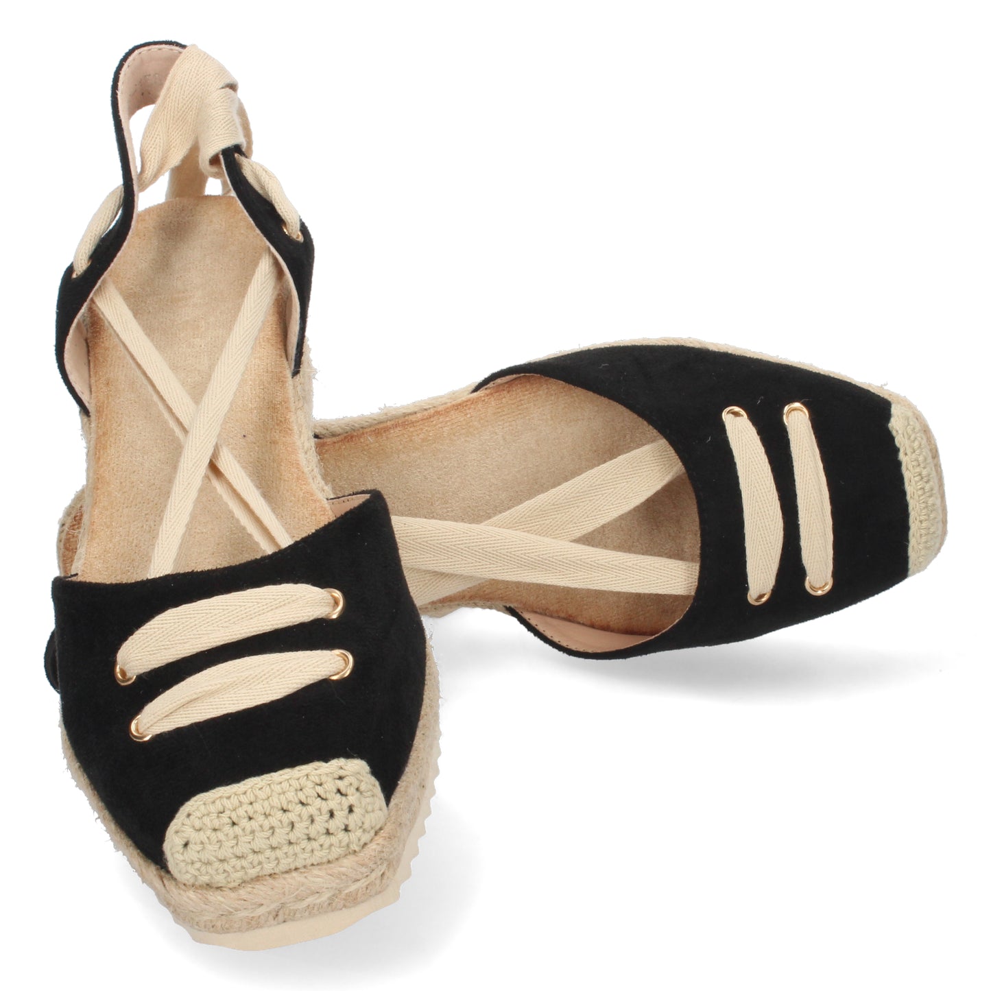 Sandalias de cuña bajita negras para mujer, sandalias de esparto tipo alpargatas, alpargatas de mujer, temporada verano 2023 de Let's Secrets 1CF-1581-Negro