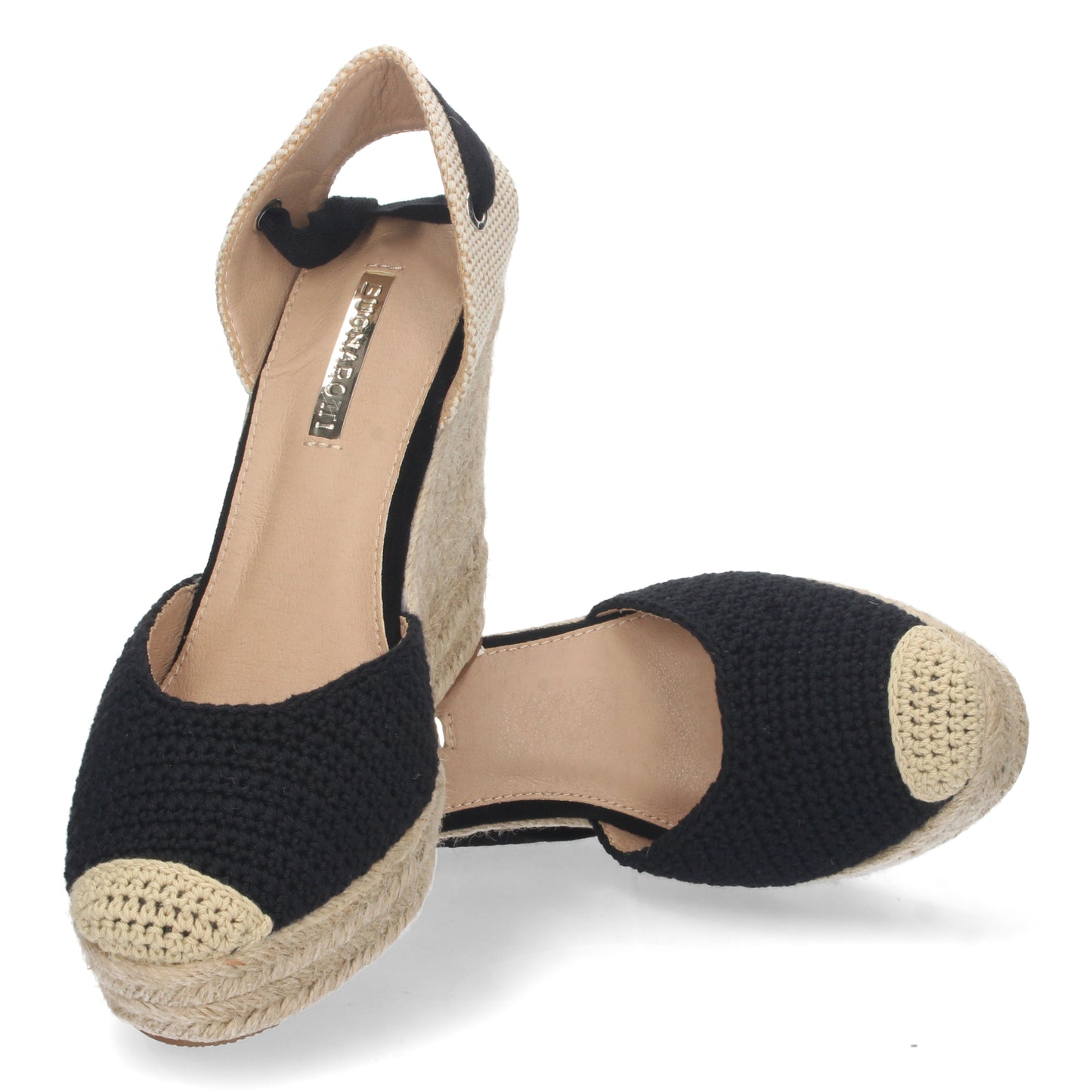 Sandalias de cuña alta para mujeres, sandalias negras, alpargatas negras, Sandalias planas de verano 2023 para mujer, sandalias de mujeres, descubre los cupones de Let's Secrets1JC-1644-Negro