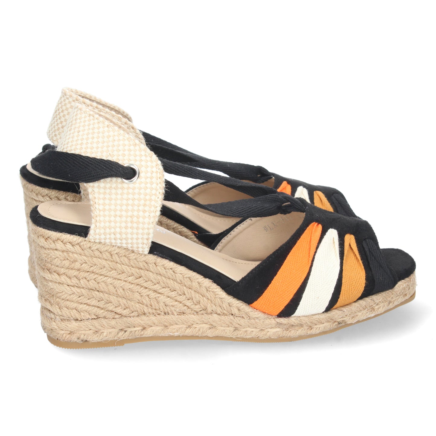 Sandalias de Cuña para Mujer Forrada de Yute Cómodas con Pala de Colores y Cierre de Cordones Primavera Verano