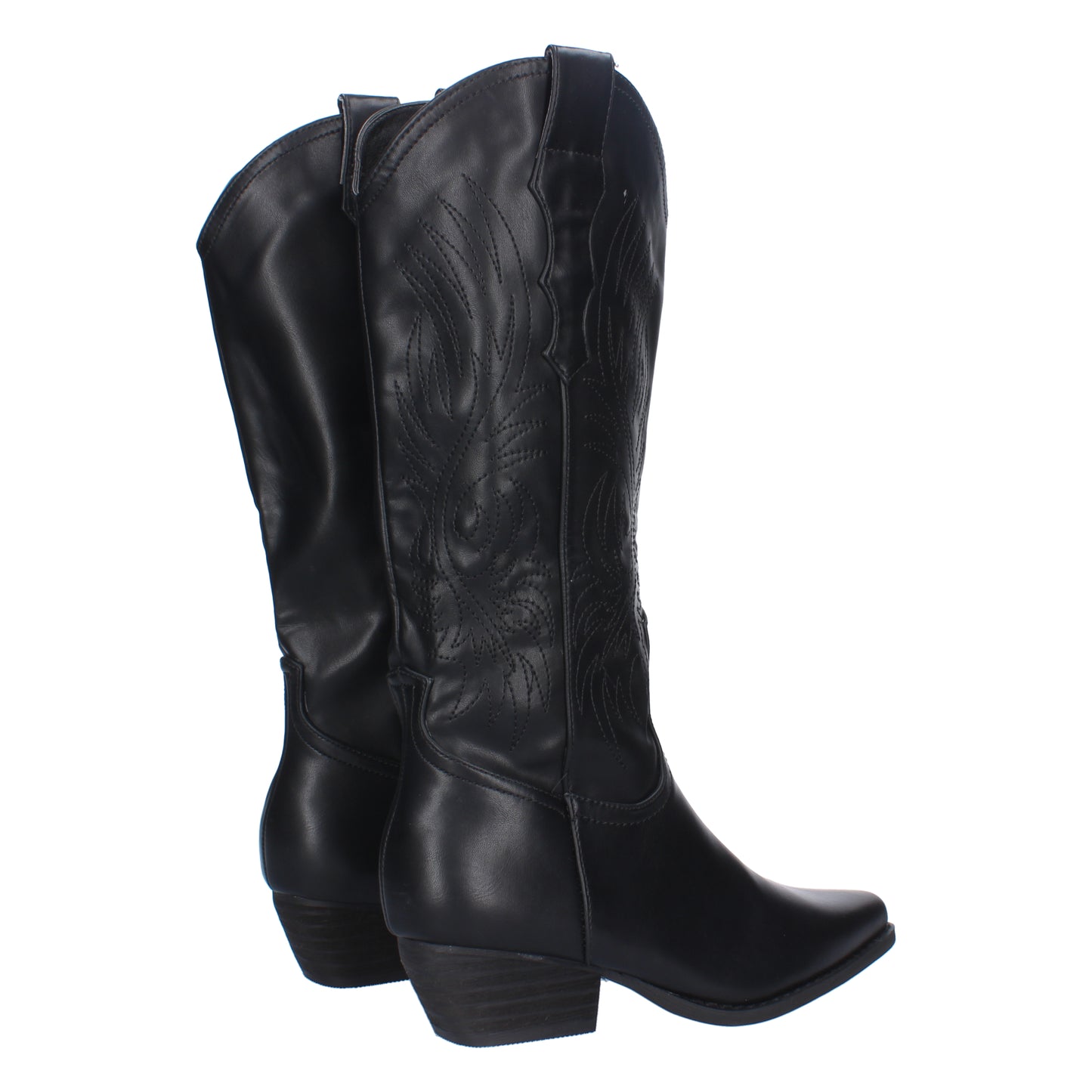 Botín campero con grabado en la caña tacón cuadrado bajo cierre de cremallera.