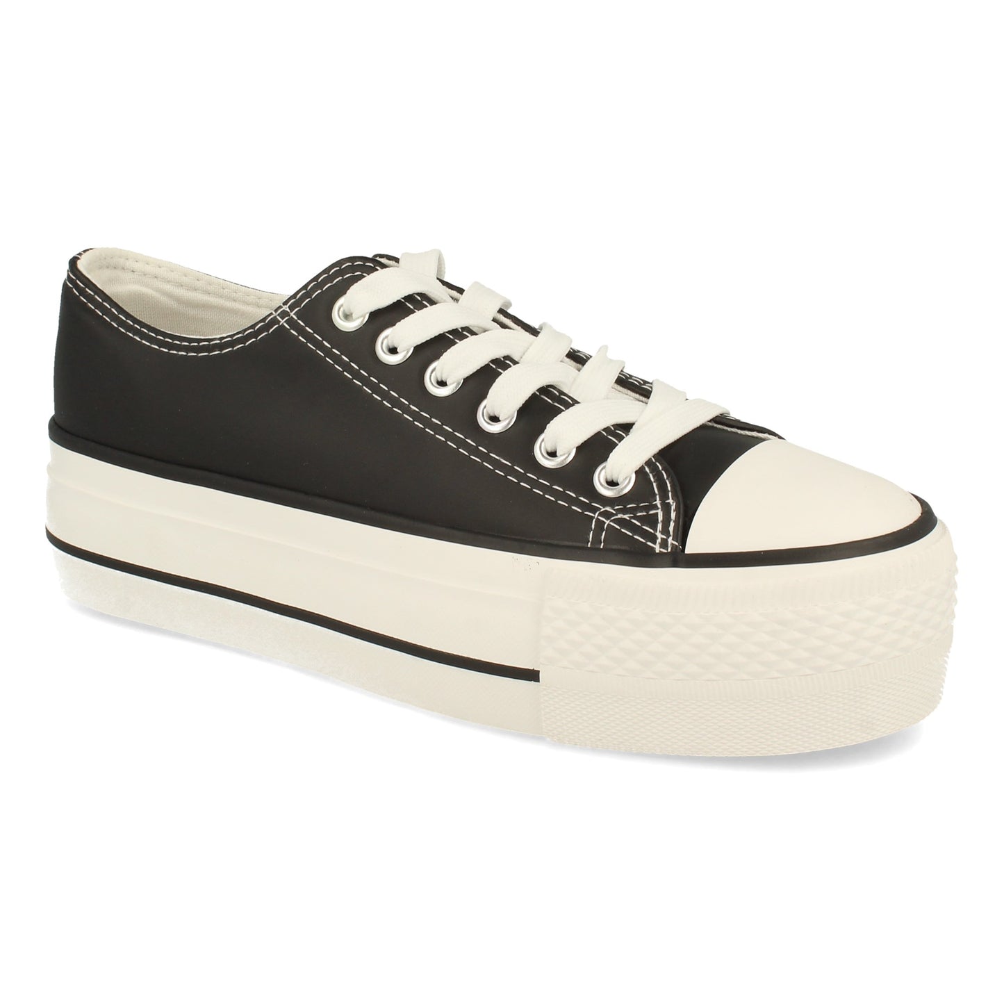 Zapatilla Cómodas Material Sintético de Polipiel Estilo Bamba y Casual con Plataforma Cierre de Cordones Otoño Invierno