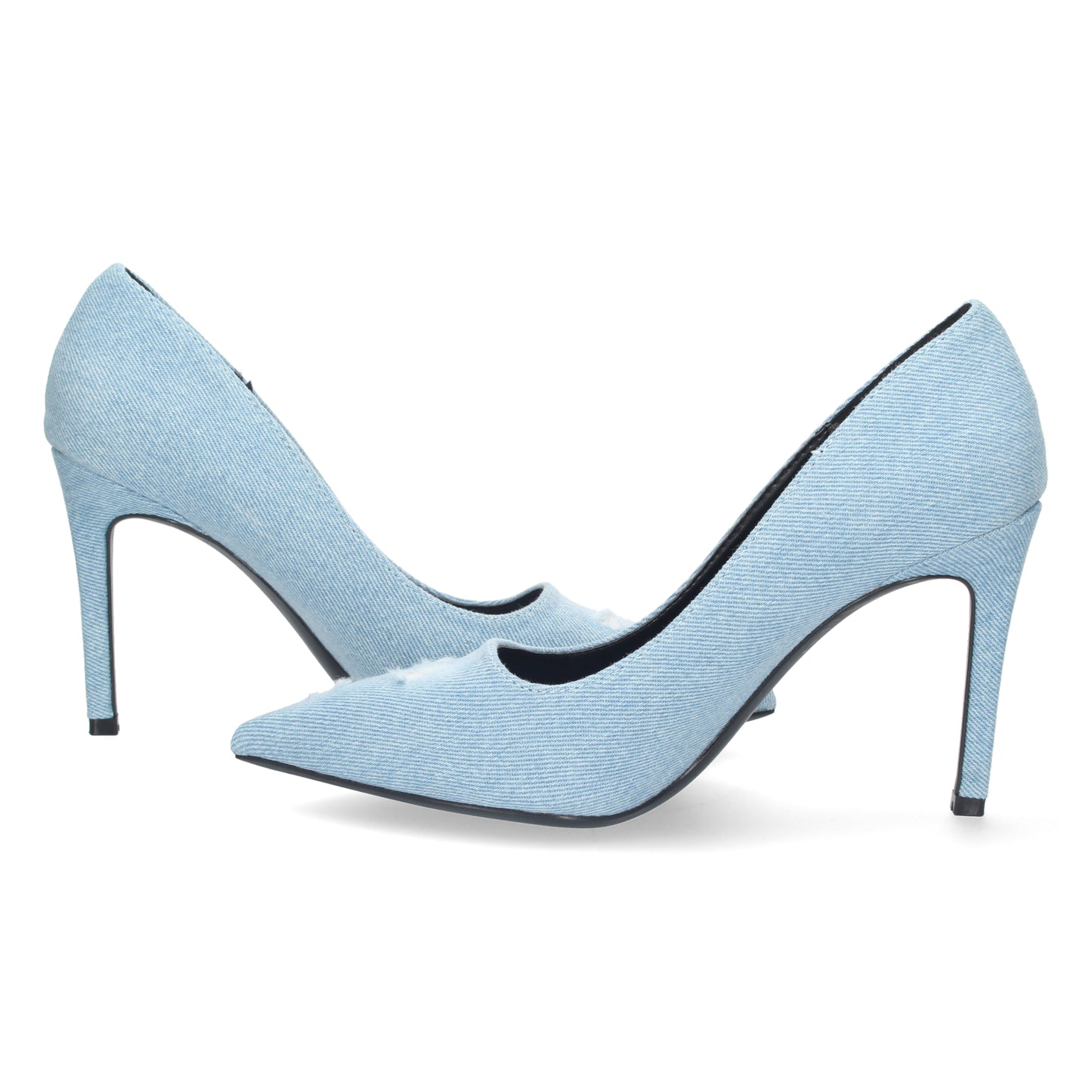 Zapato de Tacón Azul Stilettos para Mujer con Tacón Cómodo de Punta Fina Estampado Roto sin Cierre Ajustado al Pie