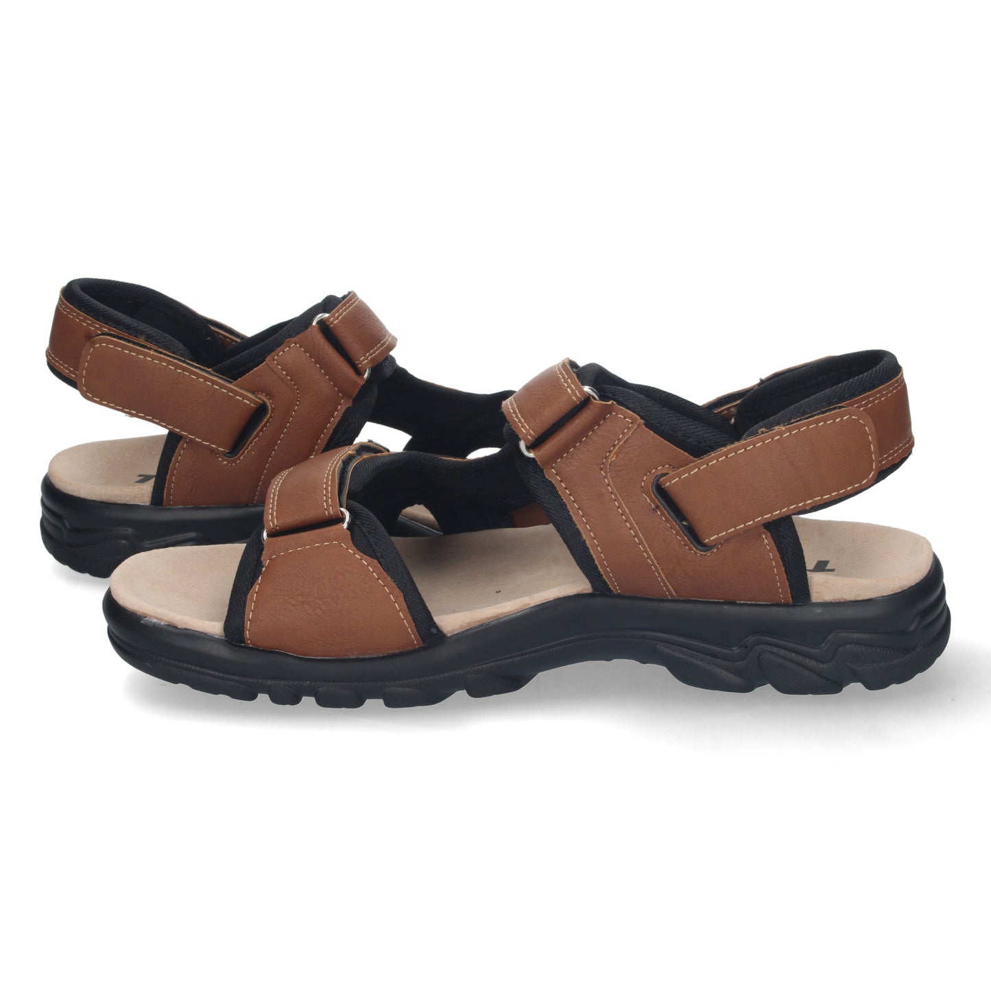 Sandalia Plana de Hombre Cómoda Abierta con Planta de Piel y Cierres de Velcro Primavera Verano
