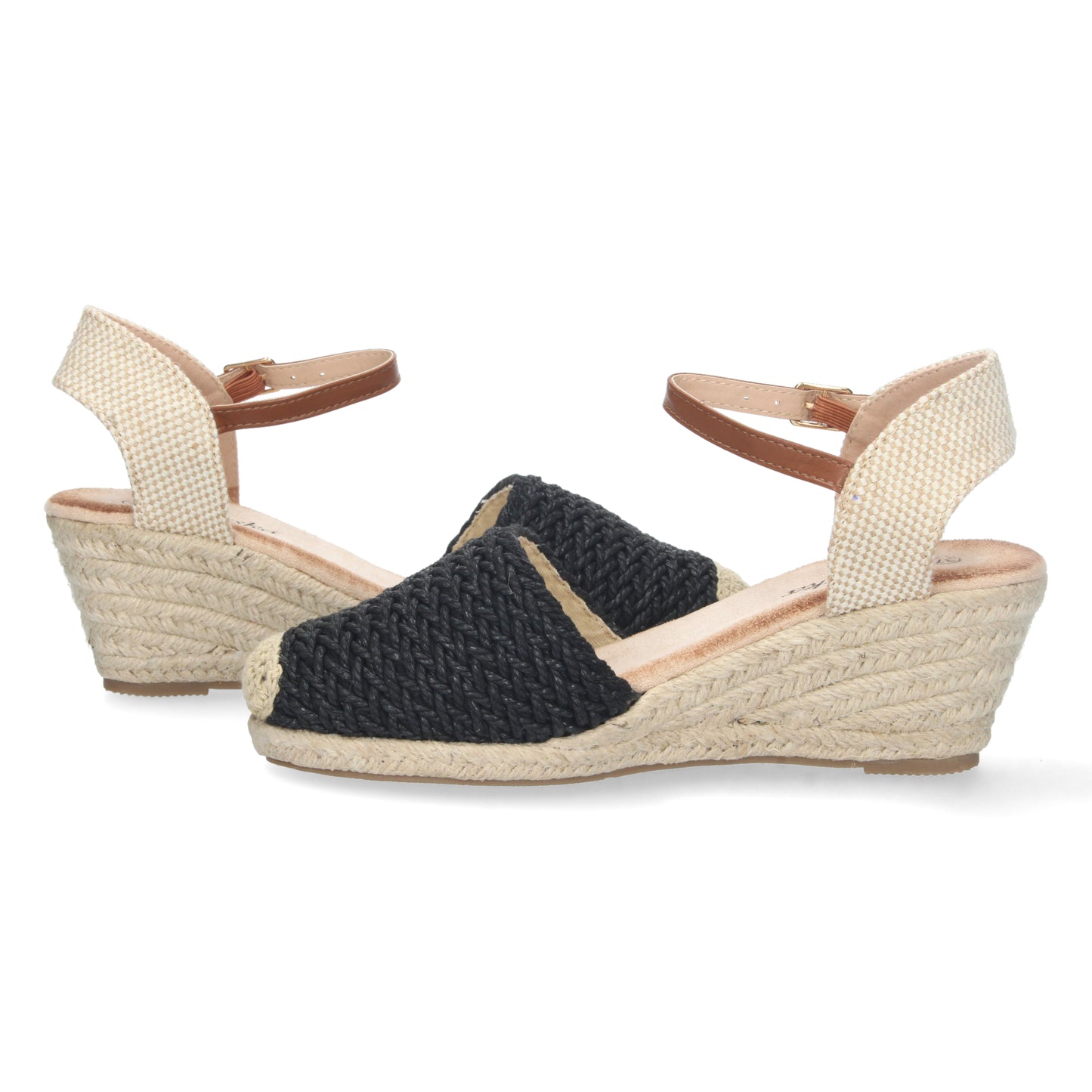 Sandalias tipo alpargatas para mujer, alpargatas negras, alpargatas con cuña para mujeres, temporada verano 2023, de Let's Secrets YJ679-Negro