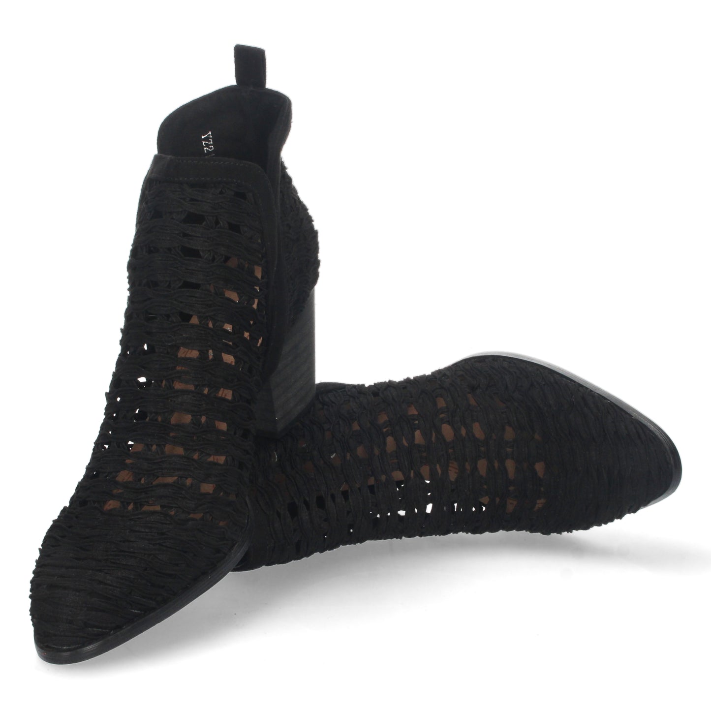 Botín de Tacón para Mujer con Tiras Trenzadas de Punta Fina y Tobillo Abierto Primavera Verano