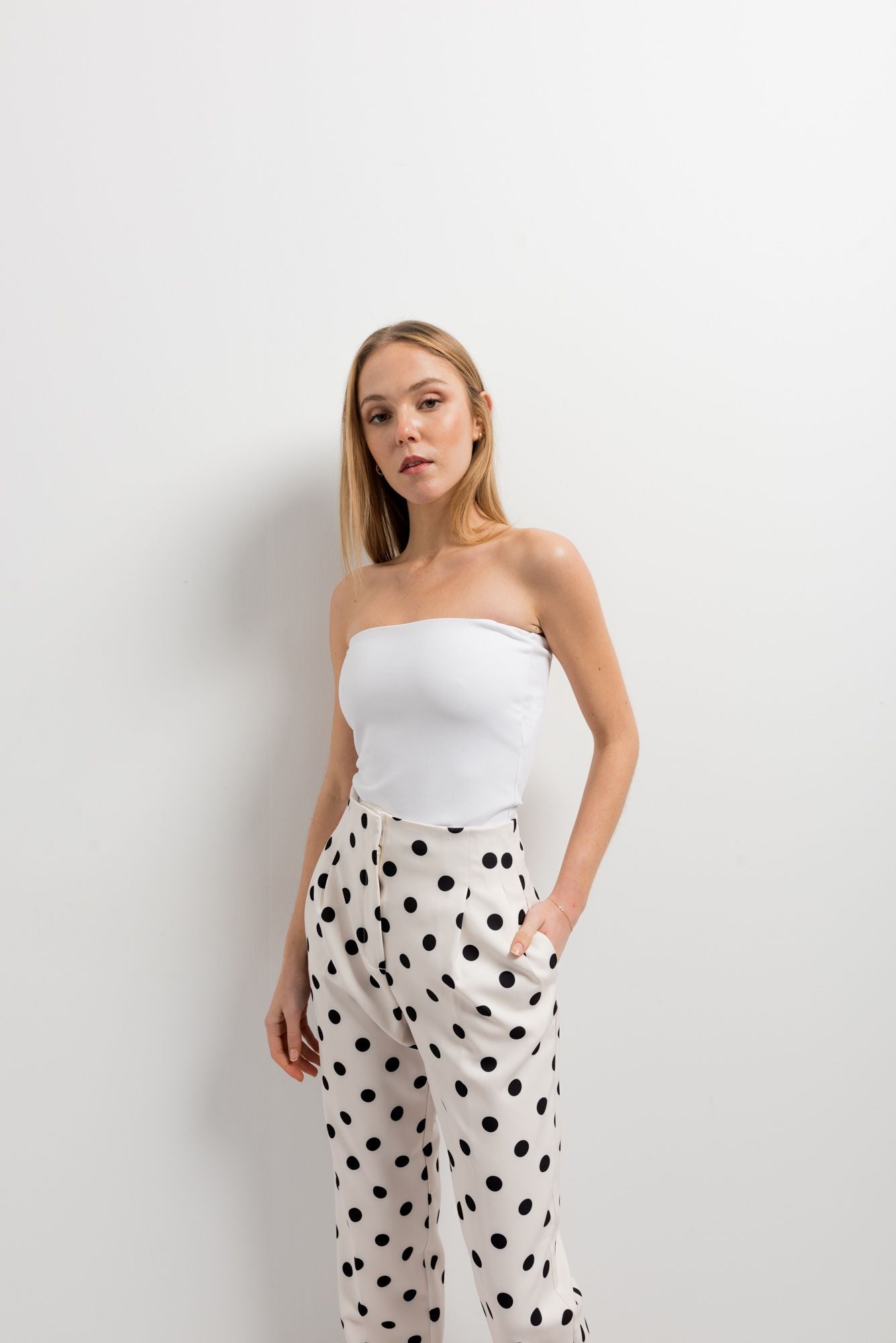 Pantalón estampado crudo mujer boho recto elástico