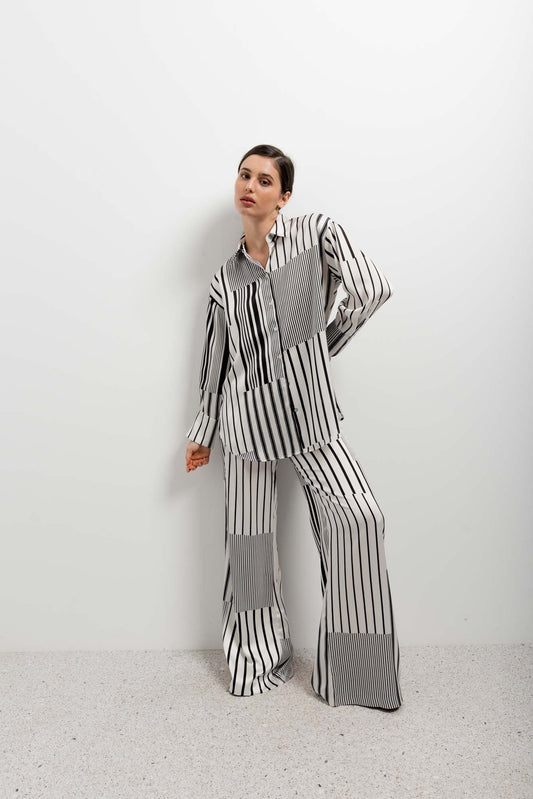 Pantalón estampado para mujer en color crudo y neutro