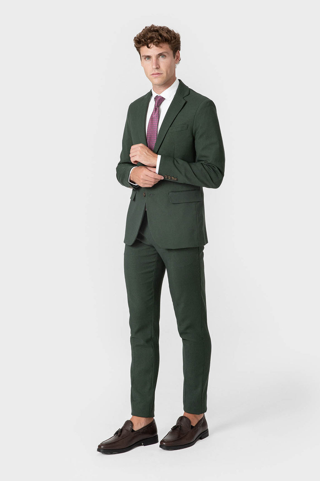 Americana de traje verde para hombre con solapa