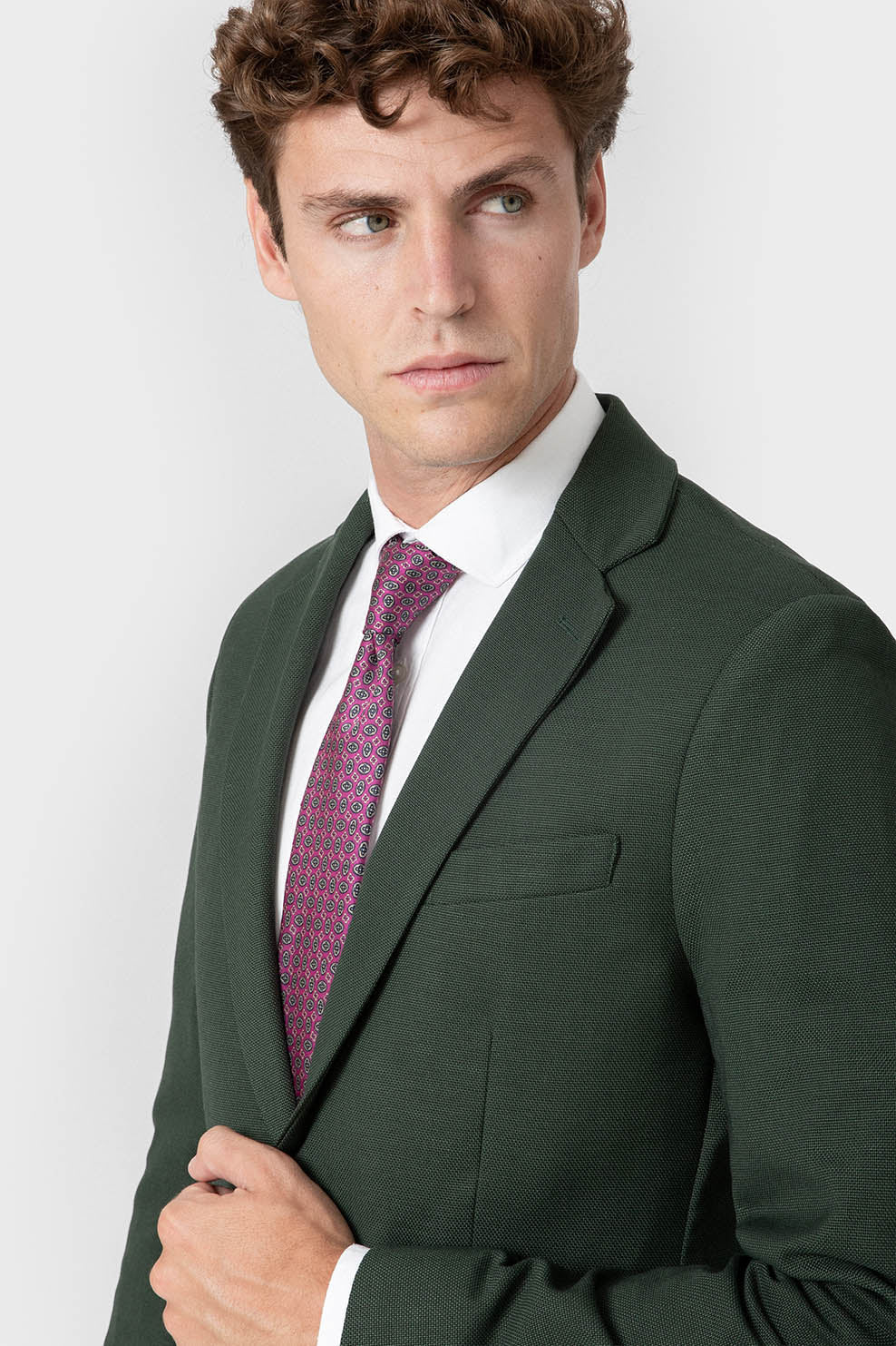 Americana de traje verde para hombre con solapa