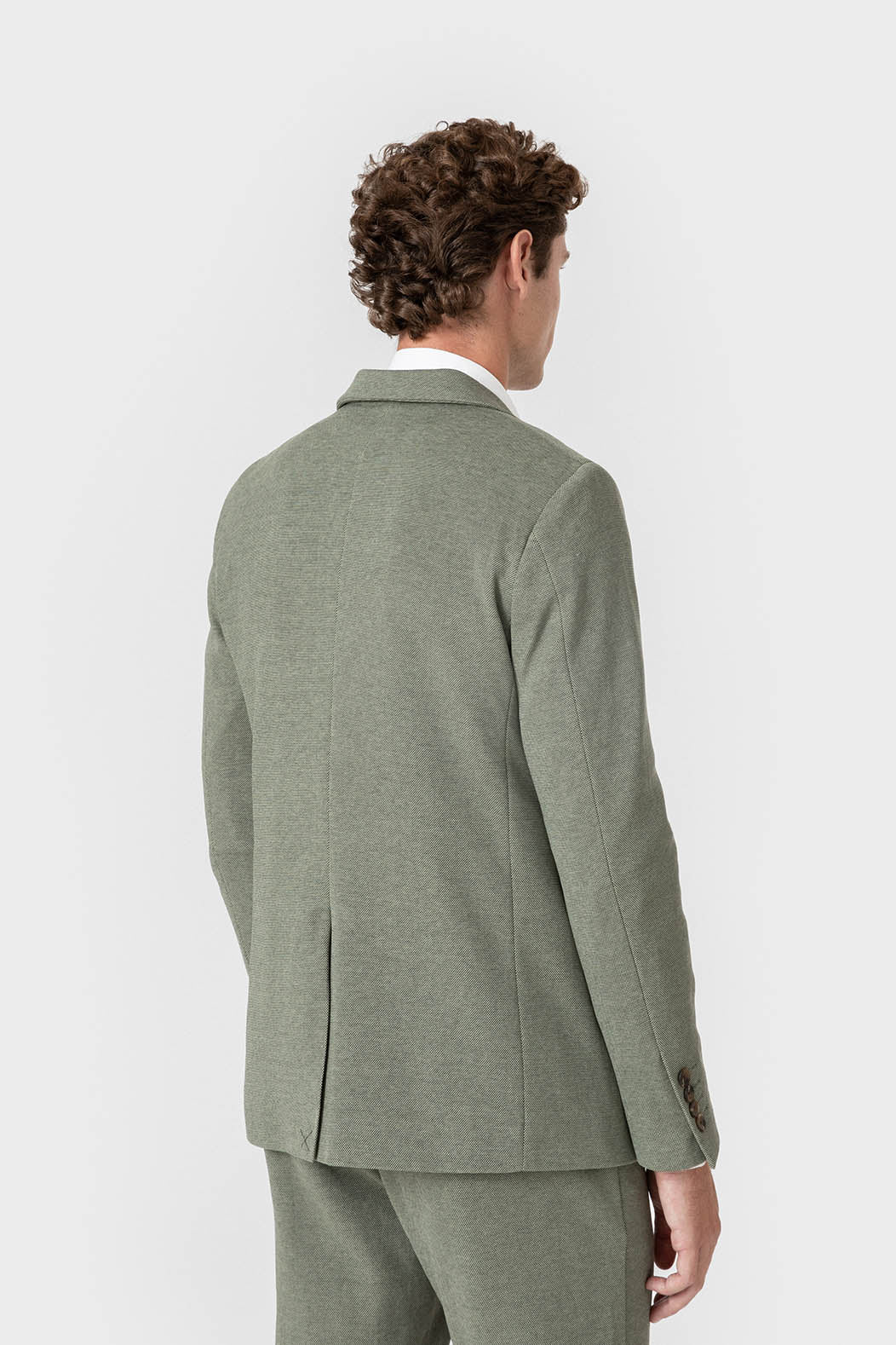 Blazer verde de punto con solapas para hombre