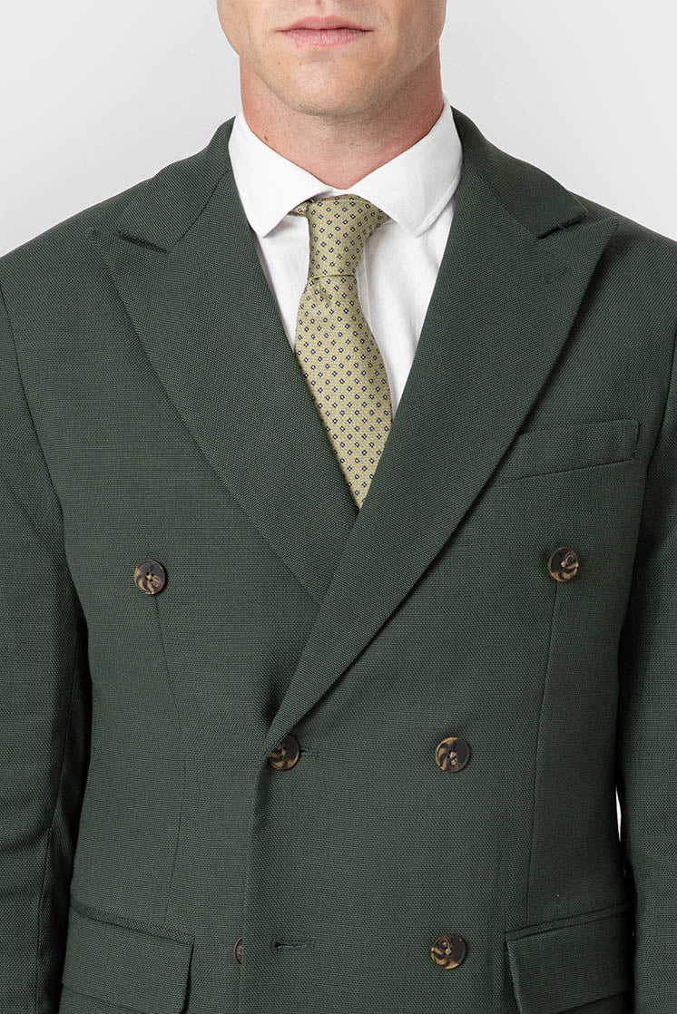 Chaqueta de traje verde para hombre con cierre cruzado