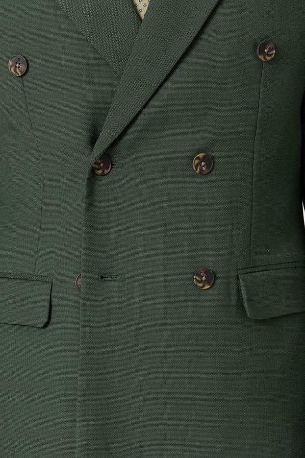 Chaqueta de traje verde para hombre con cierre cruzado