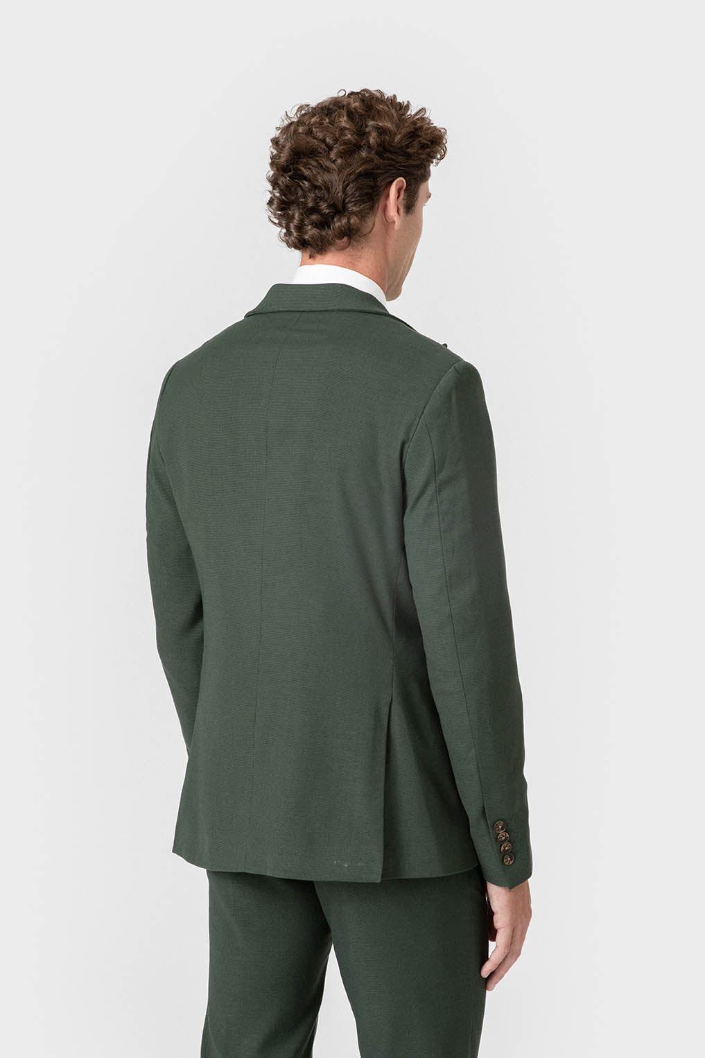 Chaqueta de traje verde para hombre con cierre cruzado