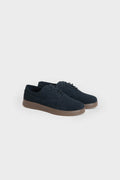 Zapatos Derby azul marino de hombre con acabado serraje
