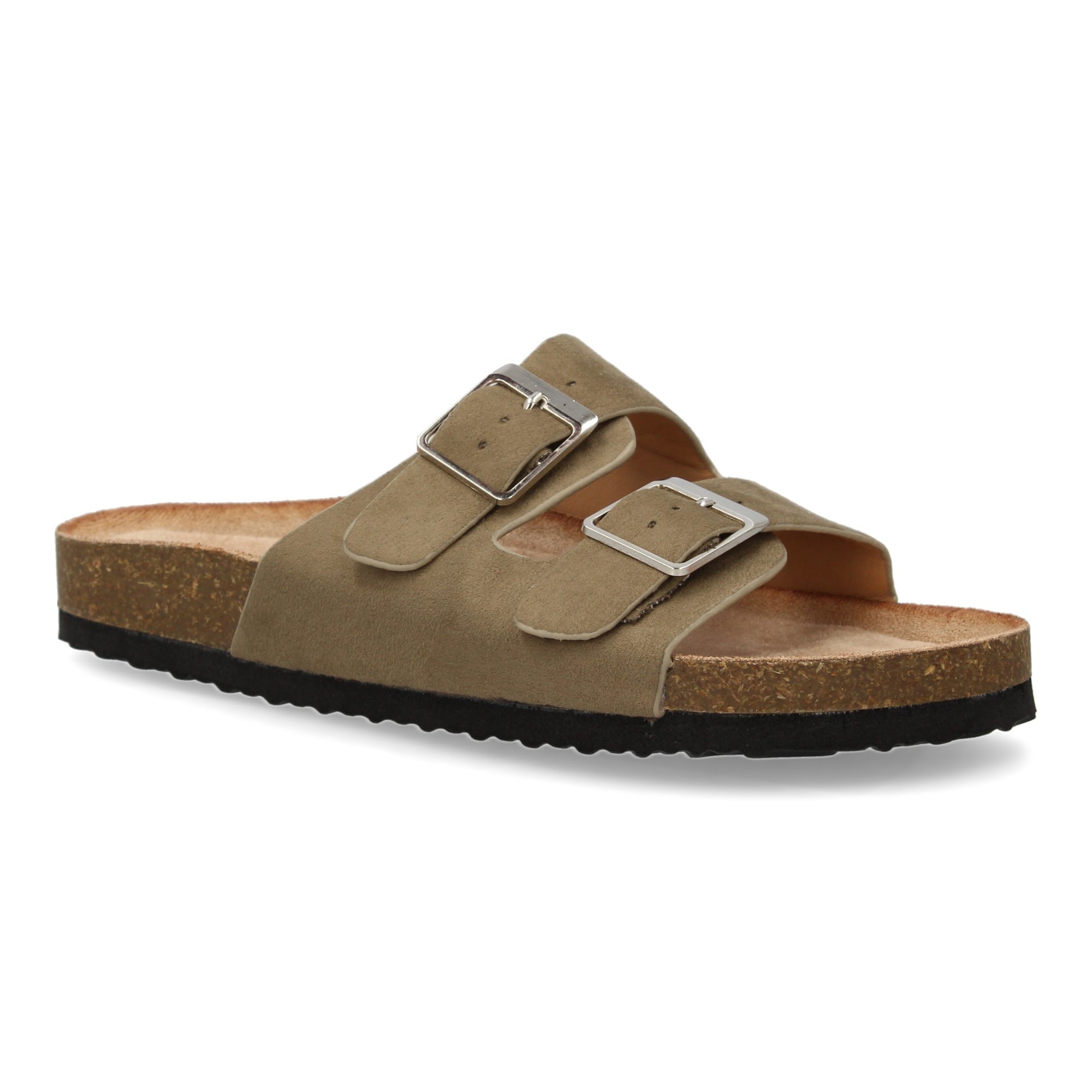 Sandalia plana verde army de mujer, planta anatómica Bio, hebillas, cómoda primavera verano.