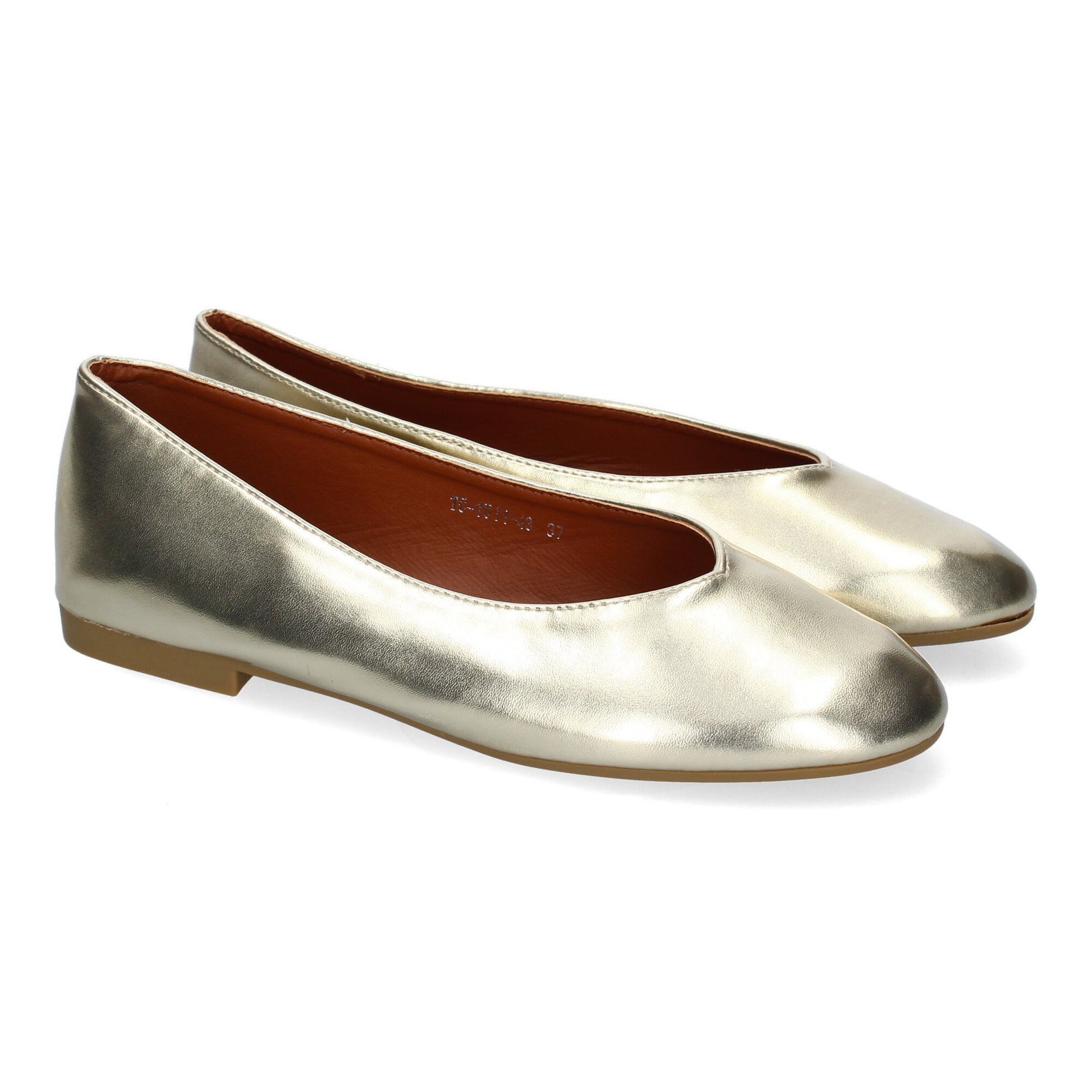 Bailarina plana dorada de mujer, diseño elegante, cómoda, punta redonda.