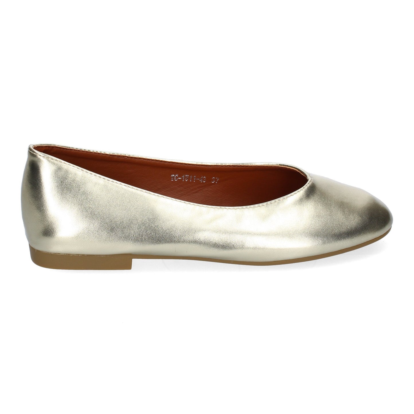 Bailarina plana dorada de mujer, diseño elegante, cómoda, punta redonda.