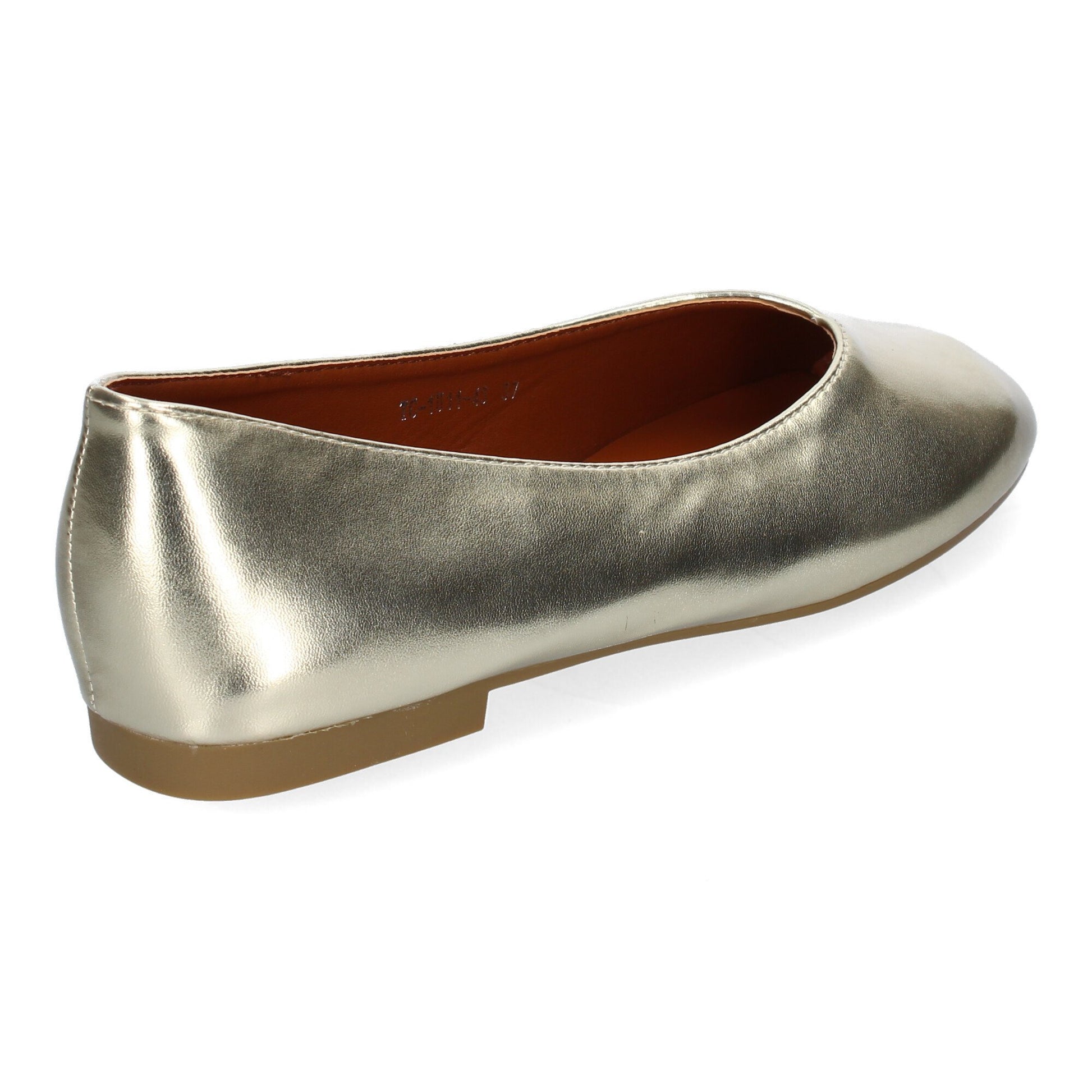 Bailarina plana dorada de mujer, diseño elegante, cómoda, punta redonda.