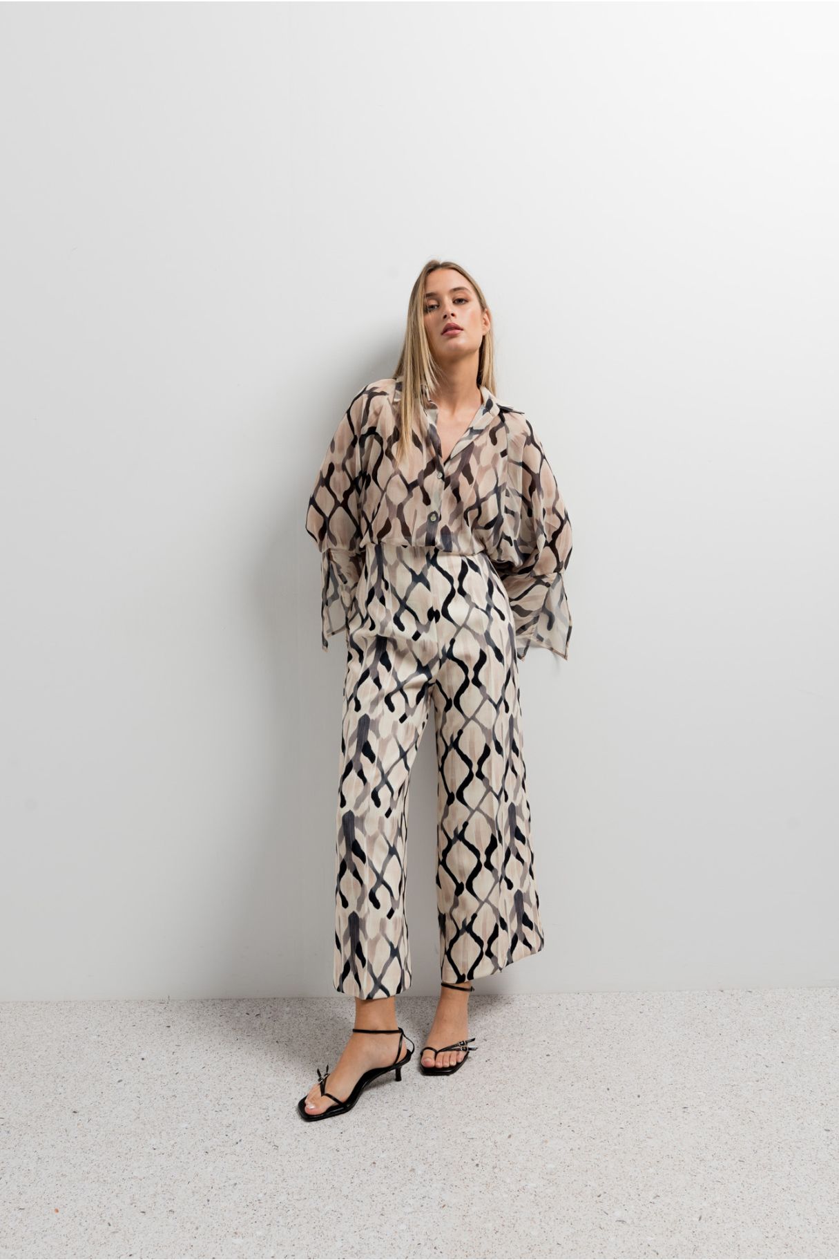 Pantalón estampado culotte de mujer, pantalones elegantes para mujer