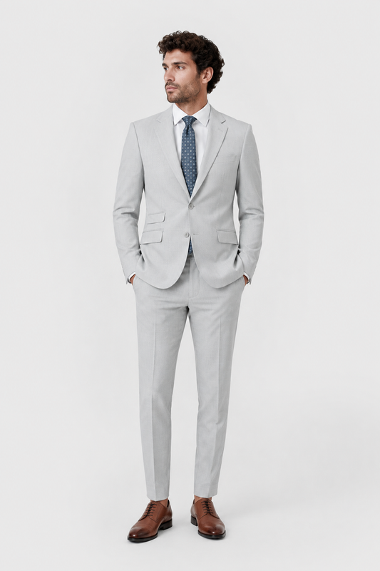 Pantalón de traje de lino y algodón de diseño español color verde claro Celopman