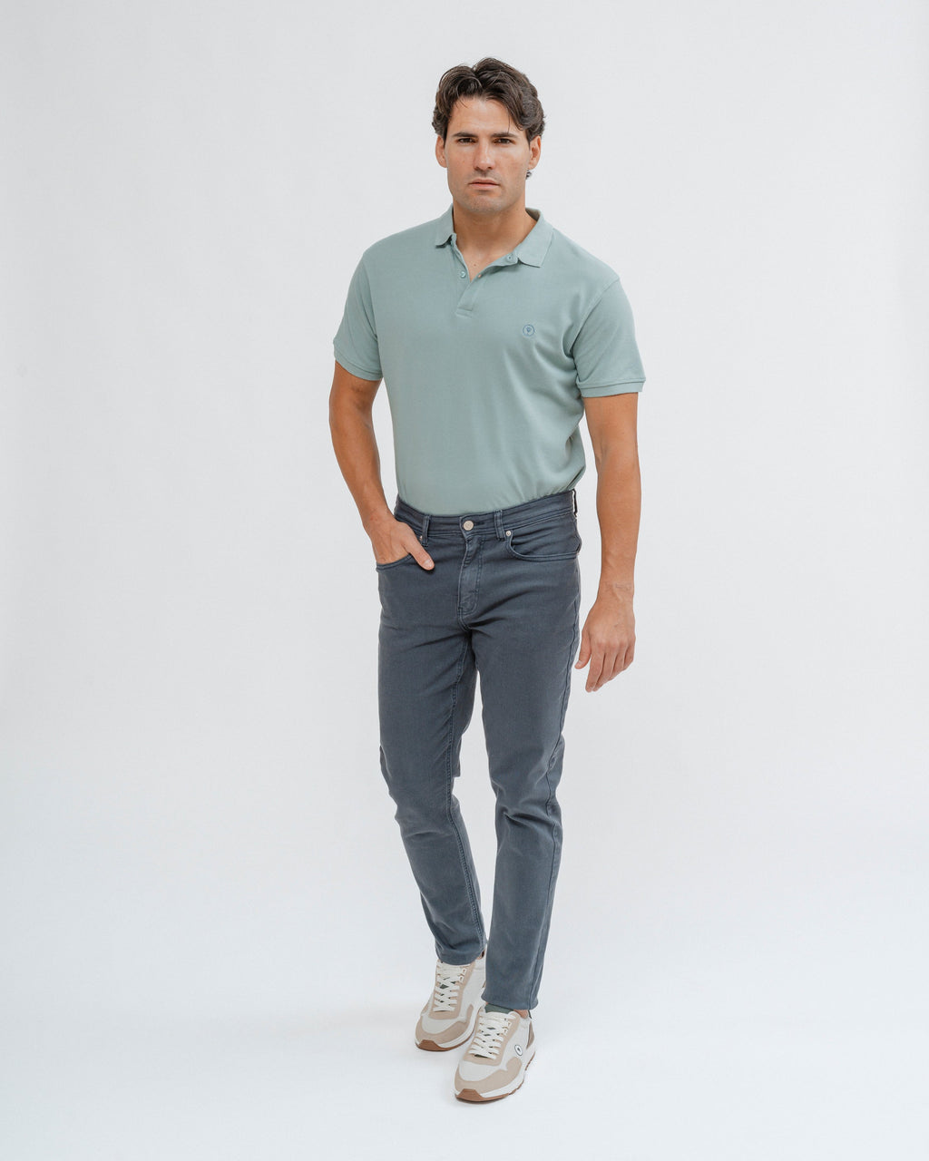 Pantalón slim azul de hombre con cinco bolsillos