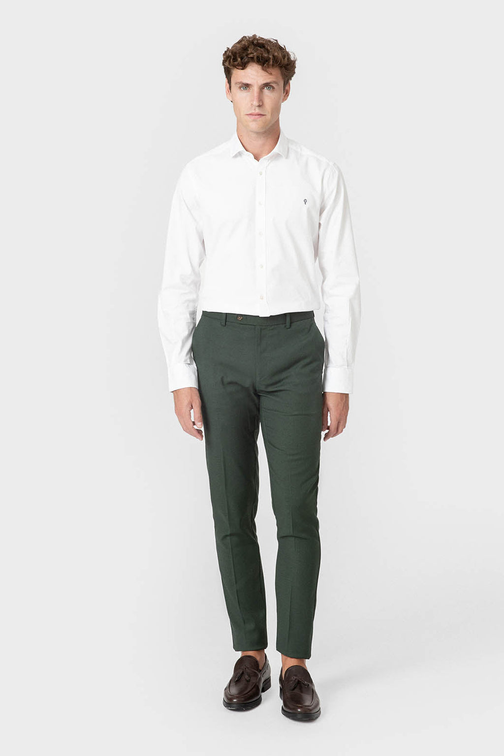 Pantalón de traje verde para hombre con forro interior
