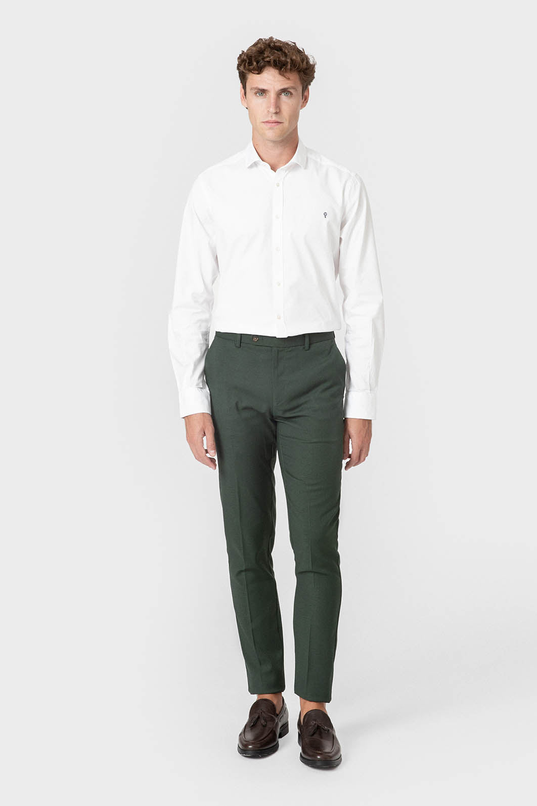Pantalón de traje verde para hombre con forro interior