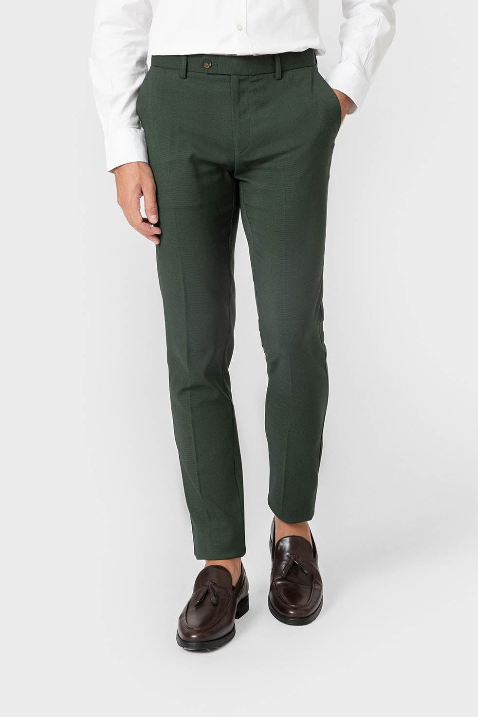 Pantalón de traje verde para hombre con forro interior