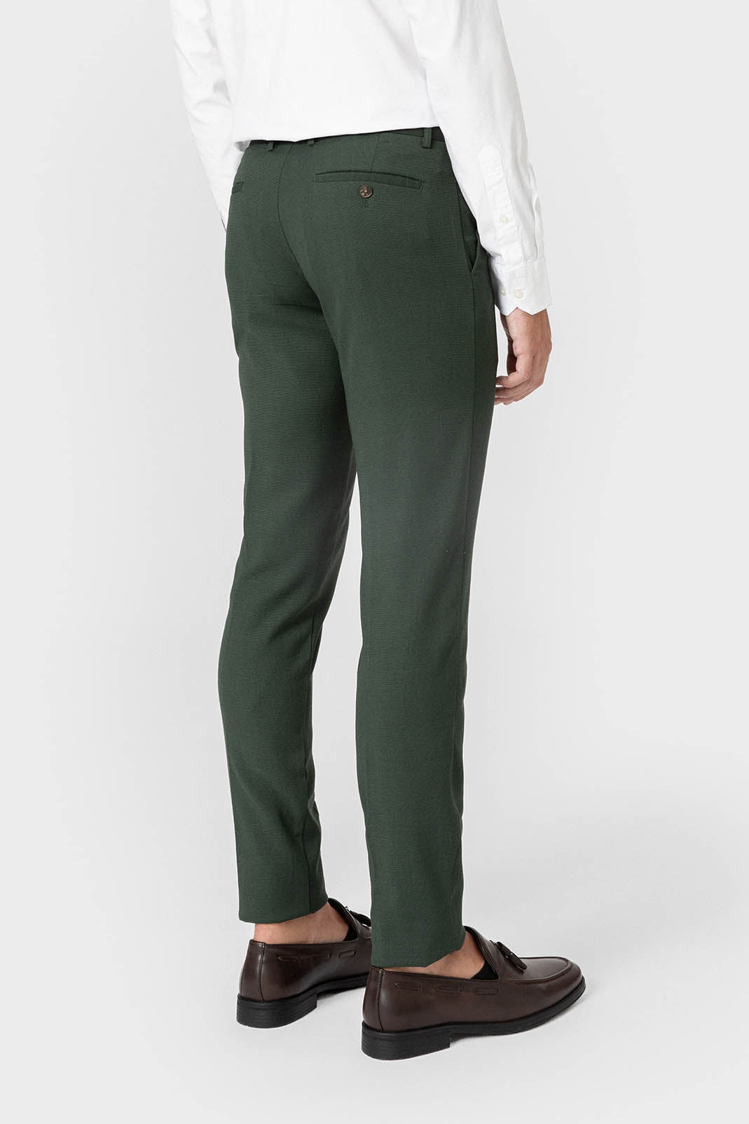 Pantalón de traje verde para hombre con forro interior