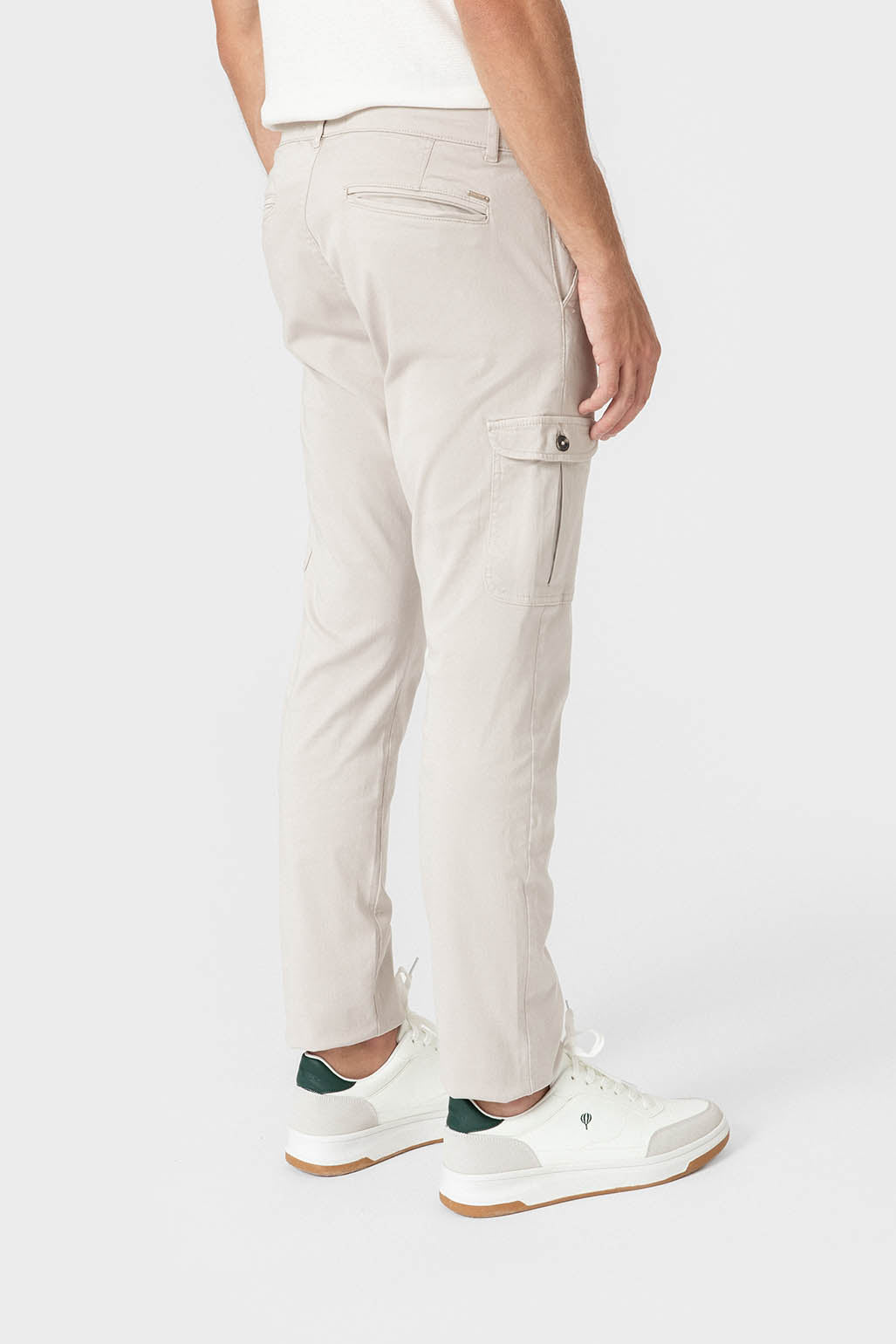 Pantalón chino cargo gris slim con pinzas para hombre