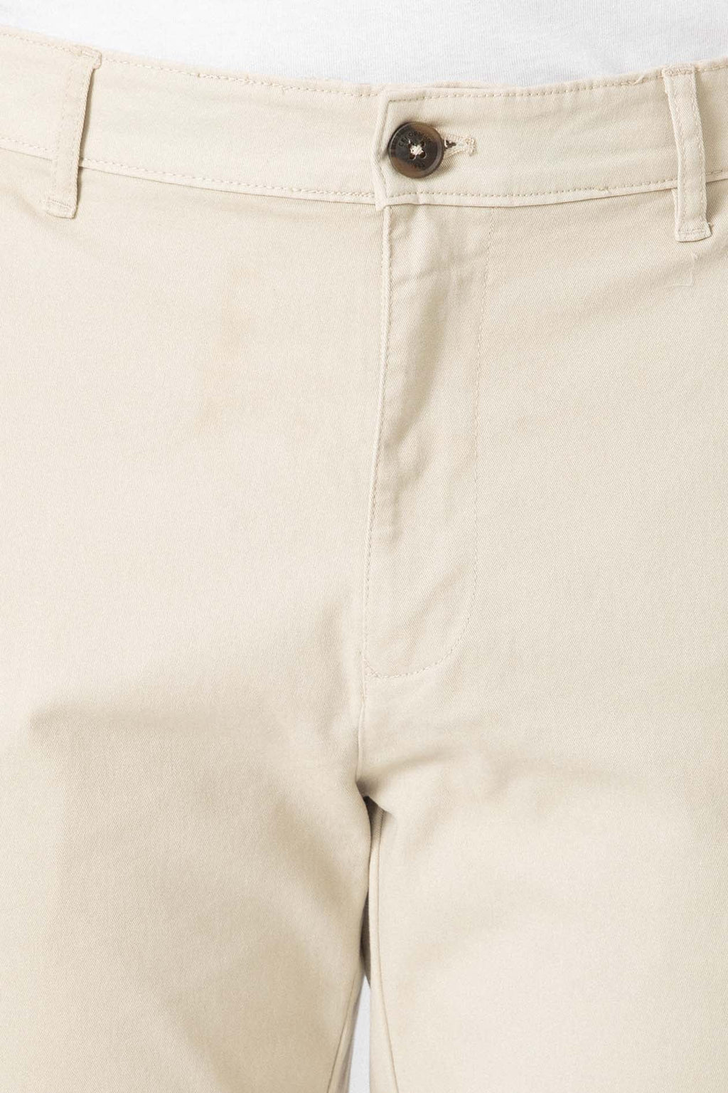 Pantalón chino slim beige claro de hombre en algodón con elastano