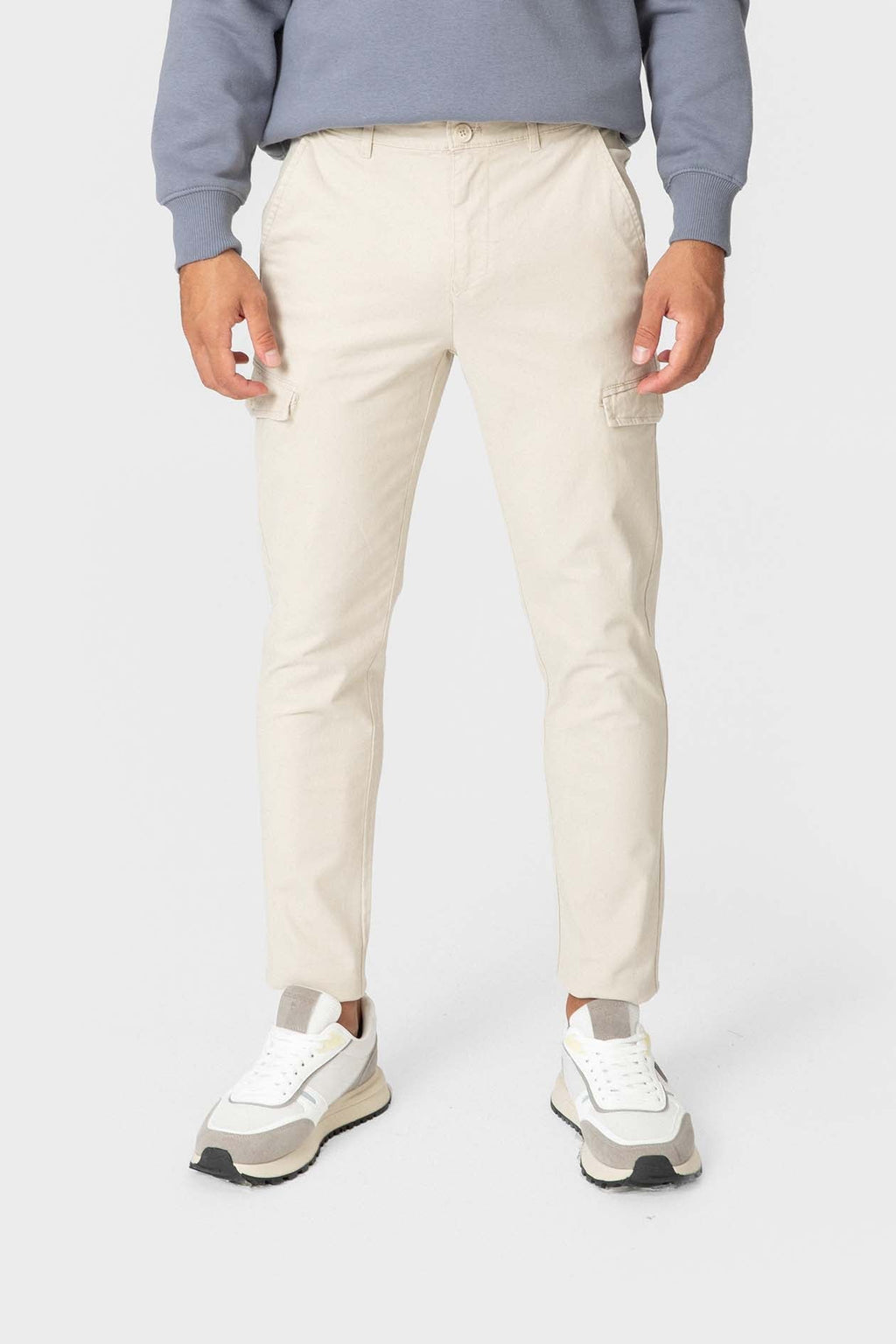 Pantalón Chino Cargo Beige para Hombre con Seis Bolsillos