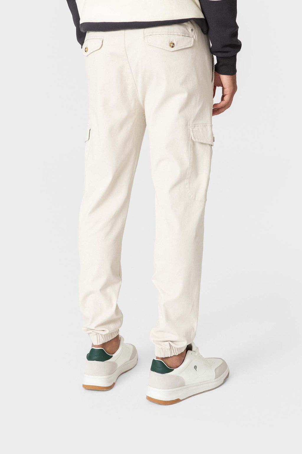 Pantalón jogger cargo beige de hombre con cintura elástica