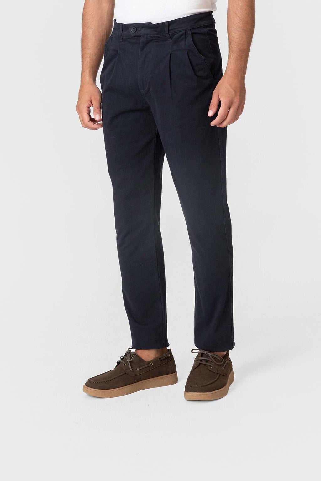 Pantalón Chino Azul con Pinzas Slim para Hombre