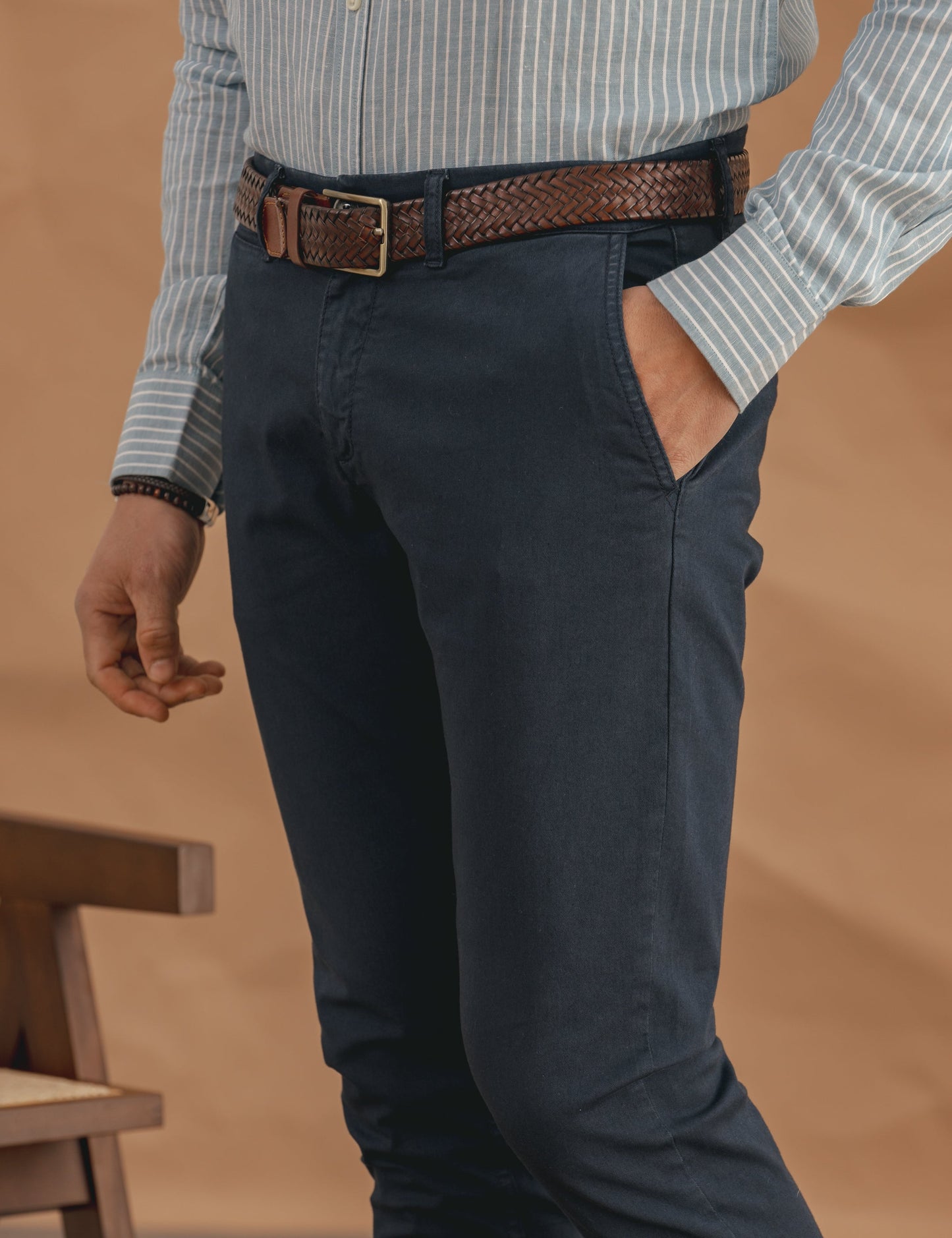 Pantalón chino skinny fit azul marino estructurado para hombre