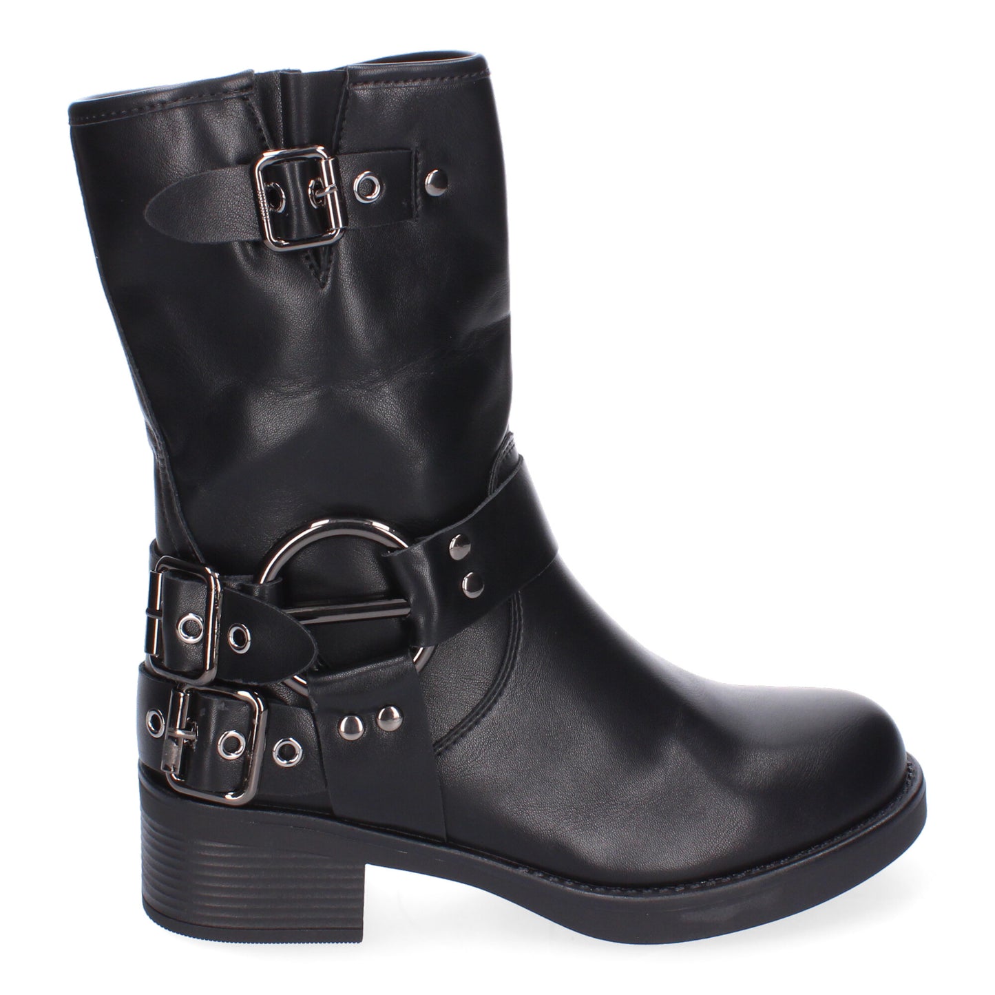Botines moteros negros hebillas