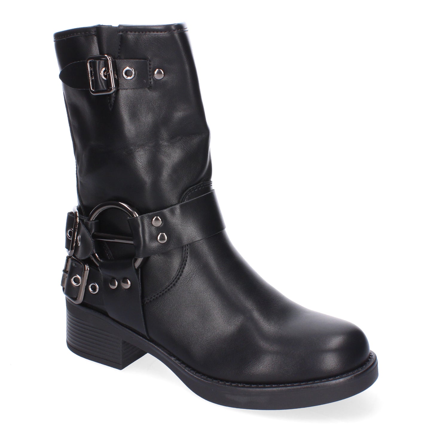 Botines moteros negros hebillas