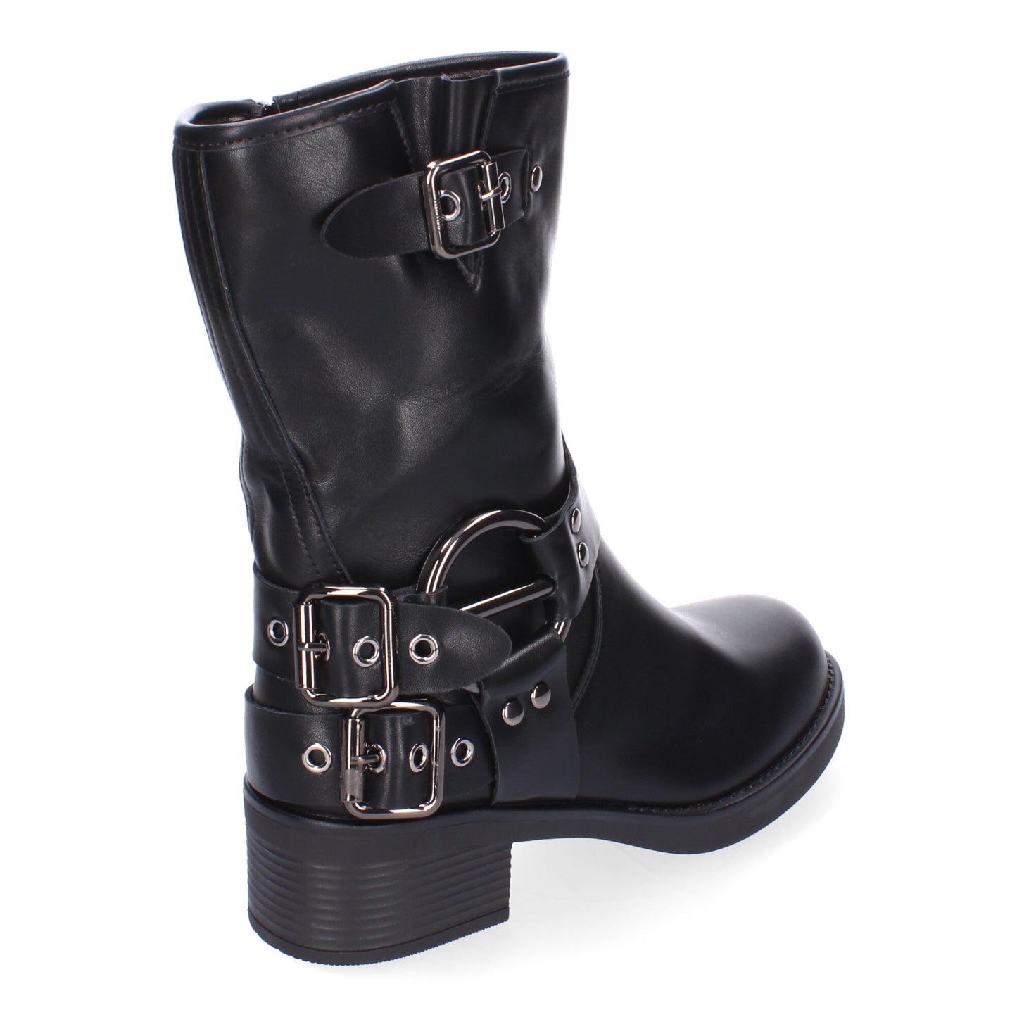 Botines moteros negros hebillas