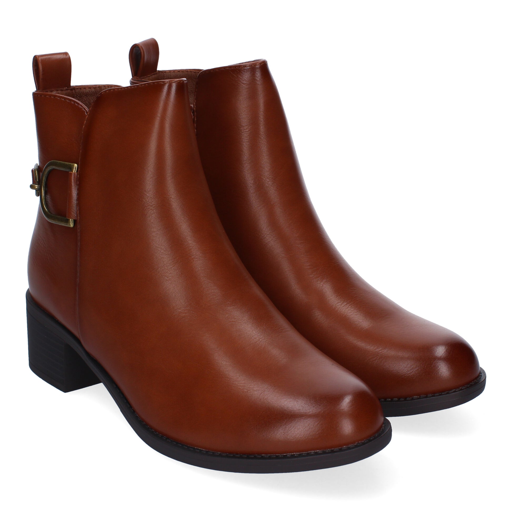 Botines tacón camel con hebilla