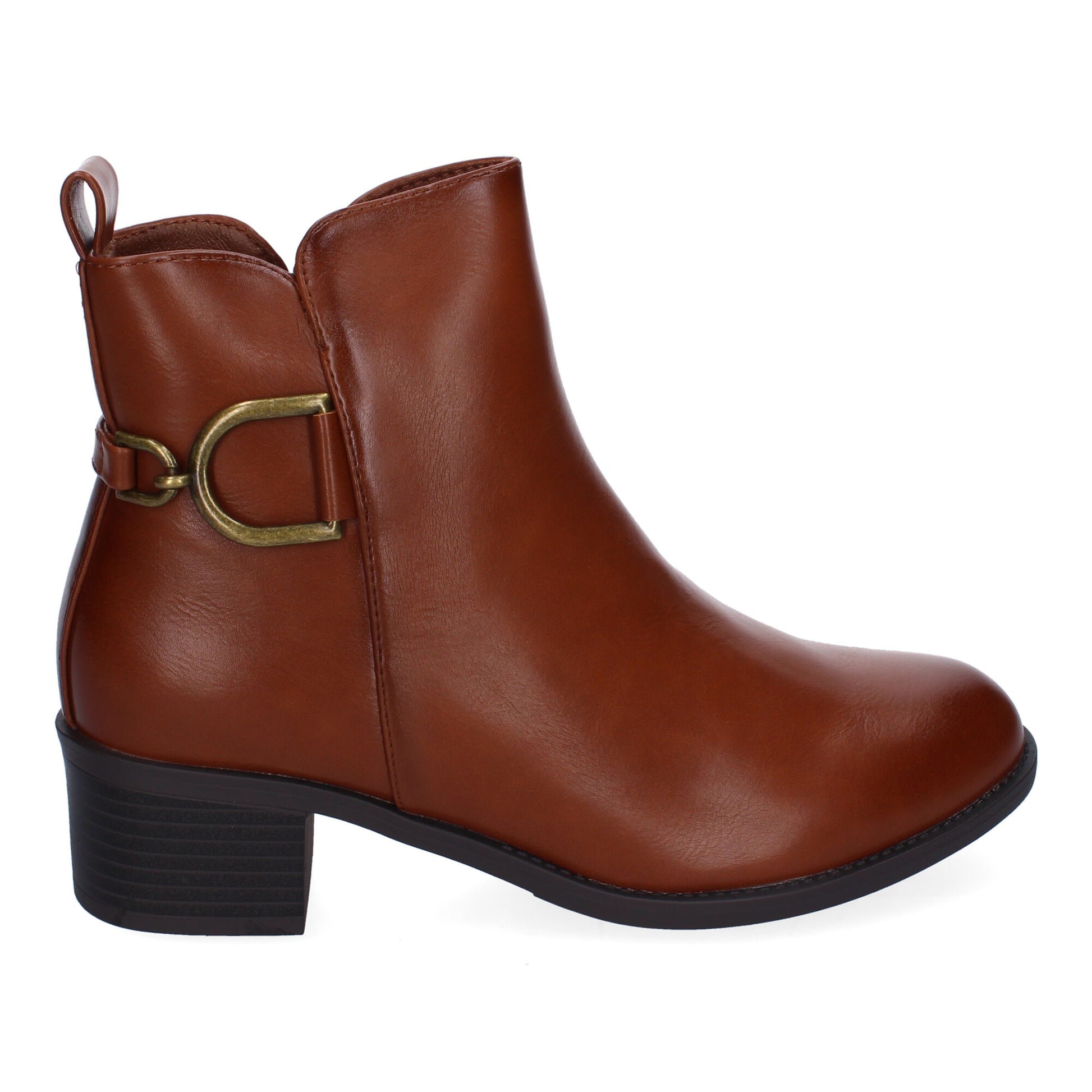 Botines tacón camel con hebilla