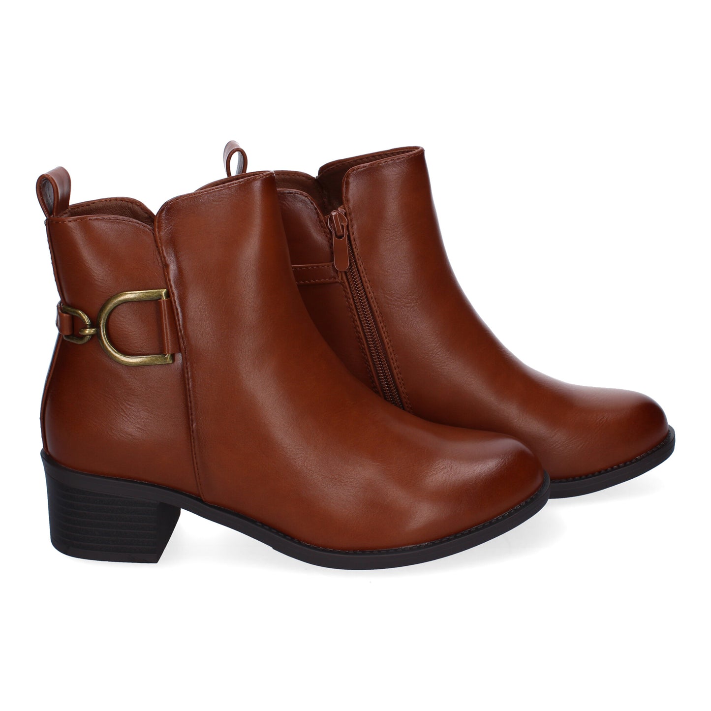 Botines tacón camel con hebilla